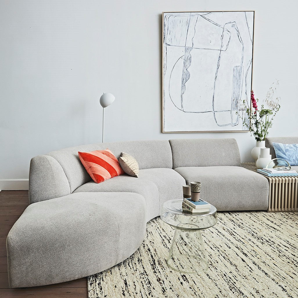 HKliving Jax Bank Element - Middenstuk Rond - Geweven Stof - Naturel M