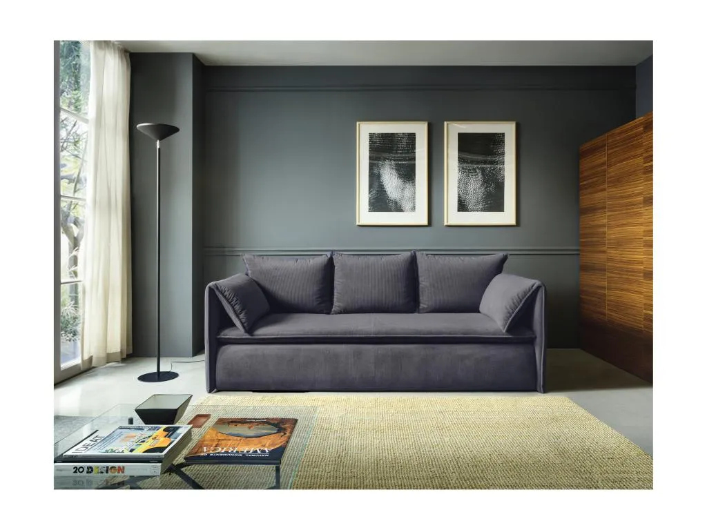Sofá cama de 3 plazas de terciopelo azul gris Alkifurniturees SRNL68397