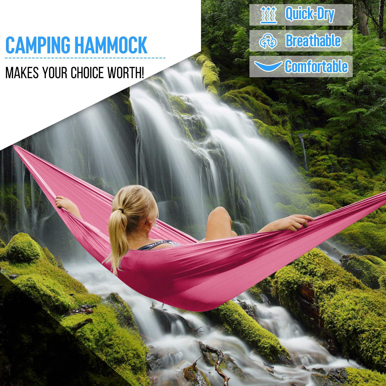 Hot Sale Outdoor Nylon Parachute Hammock Portable Lightweight Camping Hiking Swing Hanging Hammock All Seasons