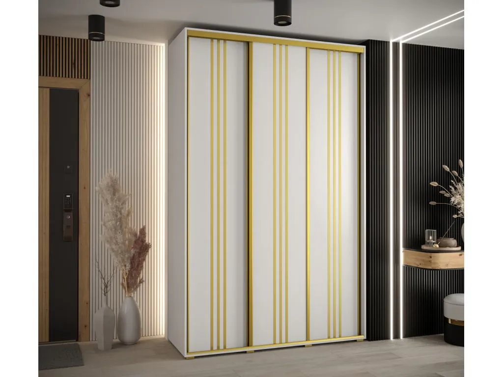 ARMARIO Alkihogares 6 DE PUERTAS CORREDERAS 235.2/160/45 3 puertas (Blanco/Blanco/Oro)