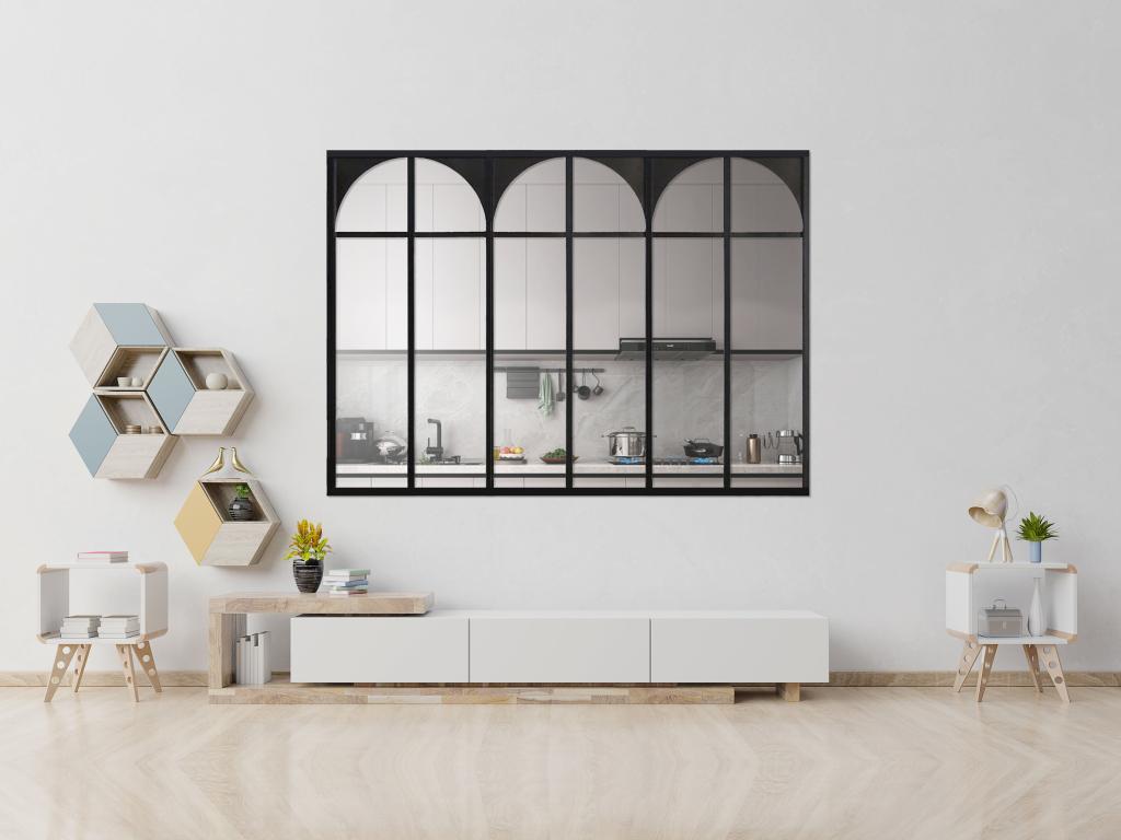 Cristalera atelier art decó de aluminio termolacado 180x130 cm - Negro - ARCADEA