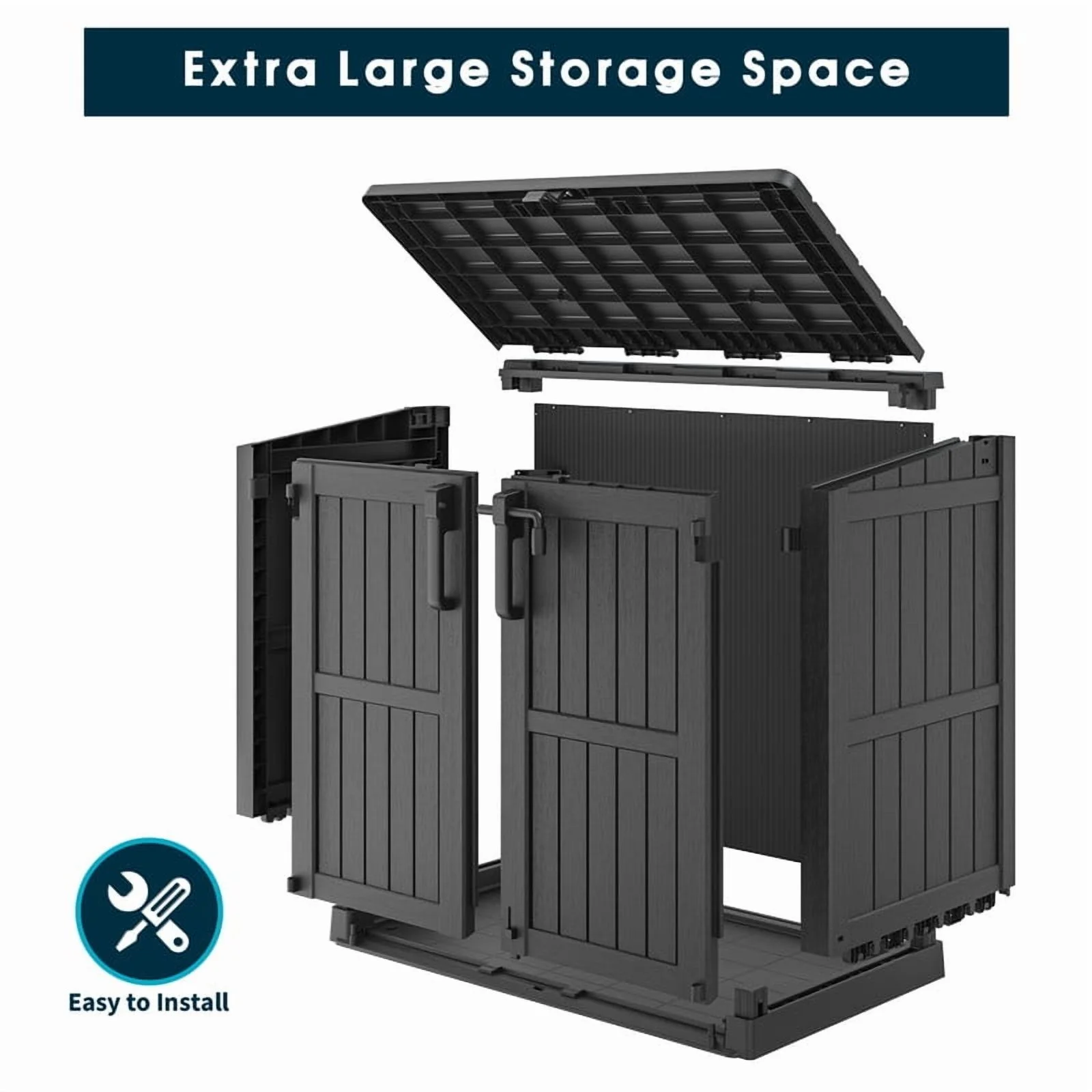 LHBCraft Outdoor Resin Storage Shed, 34 Cu. Ft. Weather-Resistant Garden Storage Box, Extra-Large Lockable Waterproof Shed for Bikes, Lawnmowers, and Garden Tools - Image 11