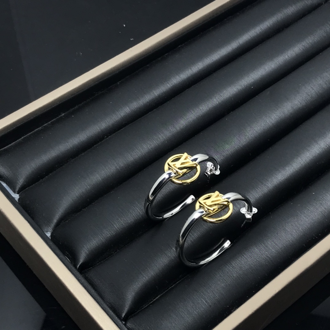 Louis Vuitton Large Half Mixed Metal Color Hoop Earrings - Original Replica Club