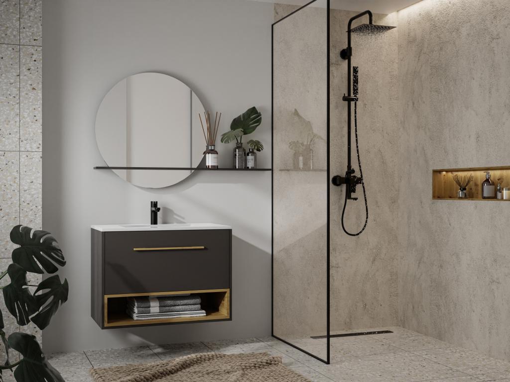 Mueble de lavabo suspendido antracita - 120 cm - YANGRA