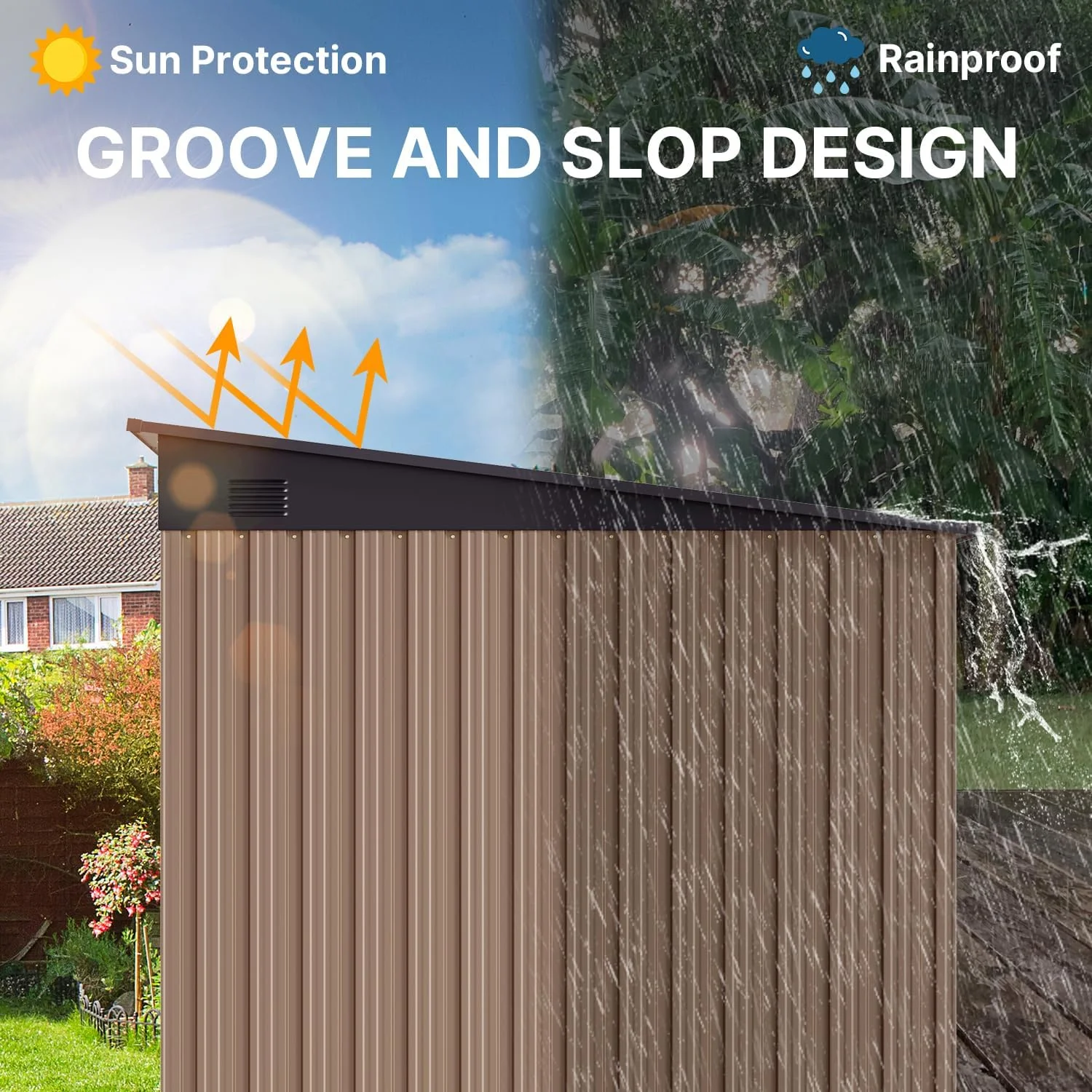 5'x3' Outdoor Storage Shed, Asofer Shed and Outdoor Storage Clearance, Weatherproof Tool Shed, Brown - Image 40