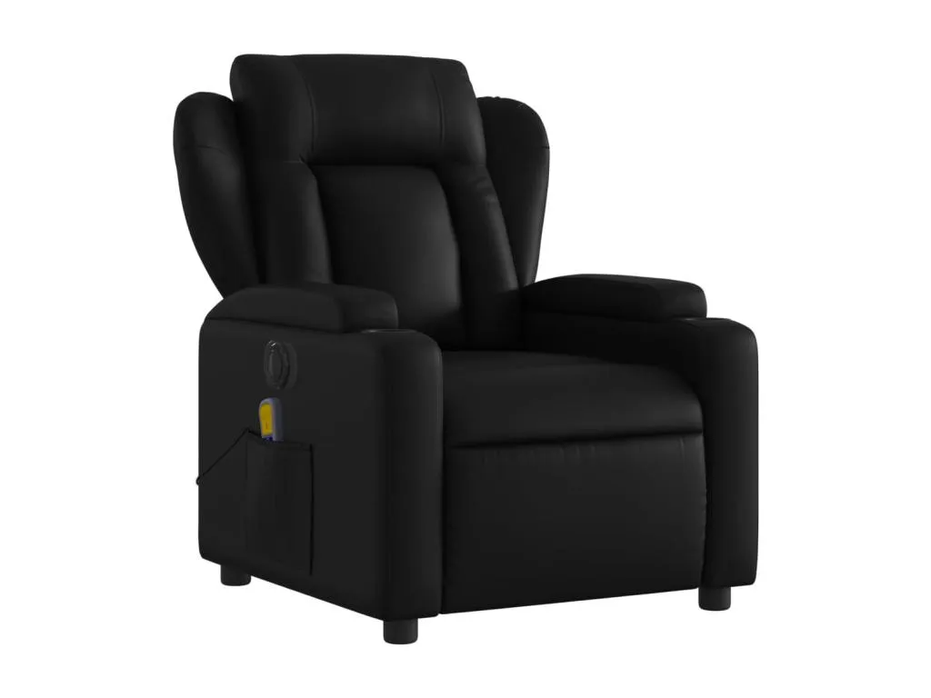 Sillón de masaje reclinable eléctrico cuero sintético negro