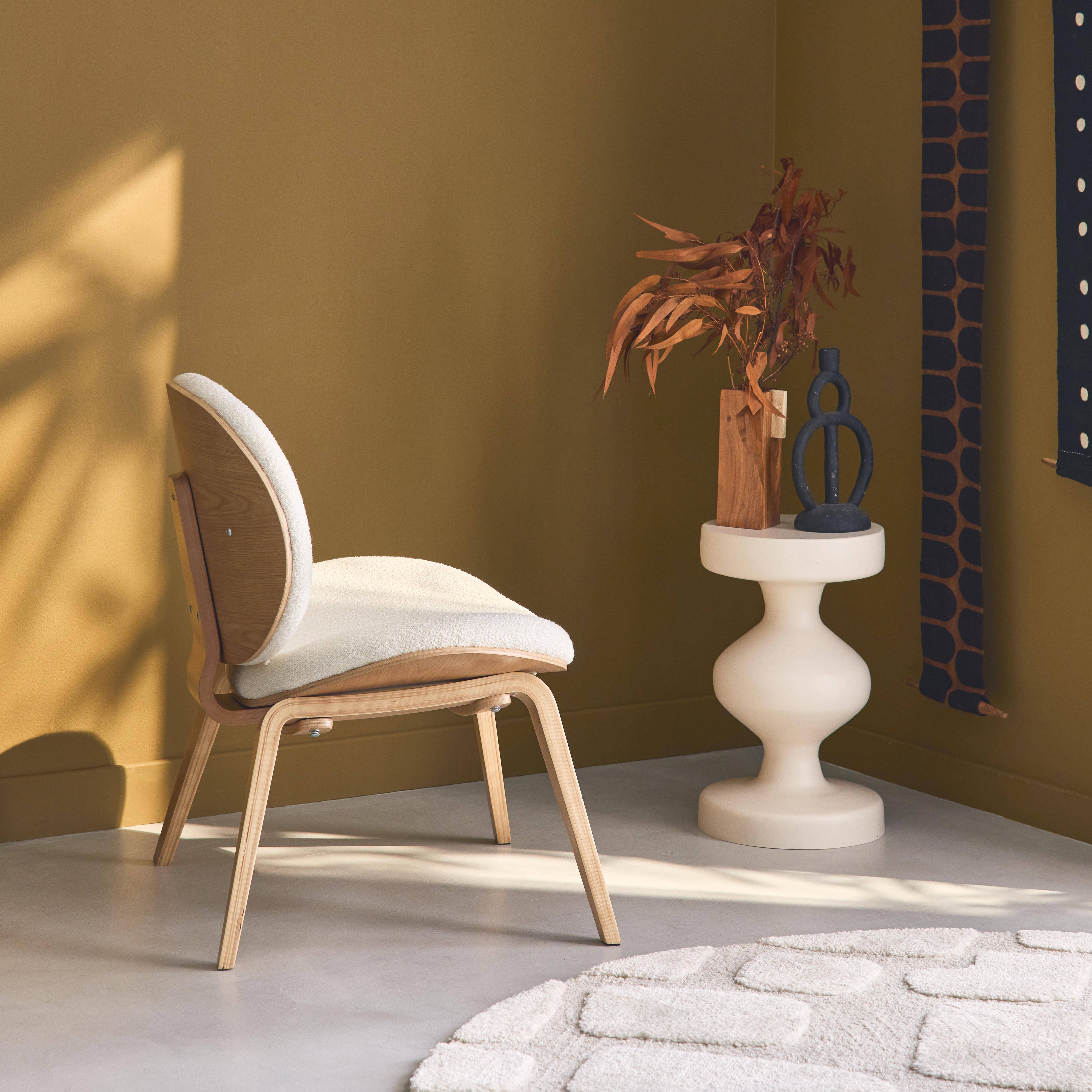 Ines - Sillón de madera curvada y borreguito
