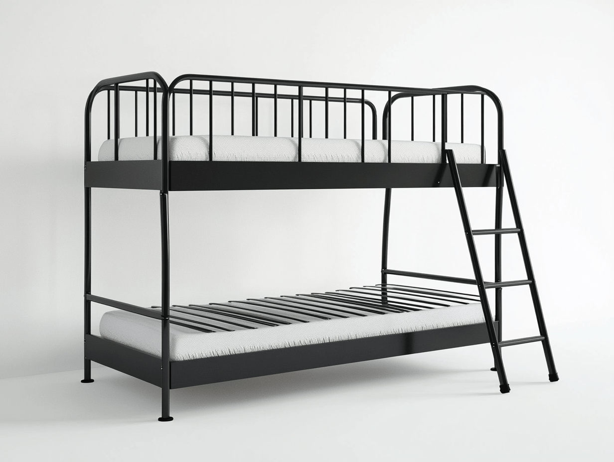 Litera metálica negra con escalera lateral desmontable