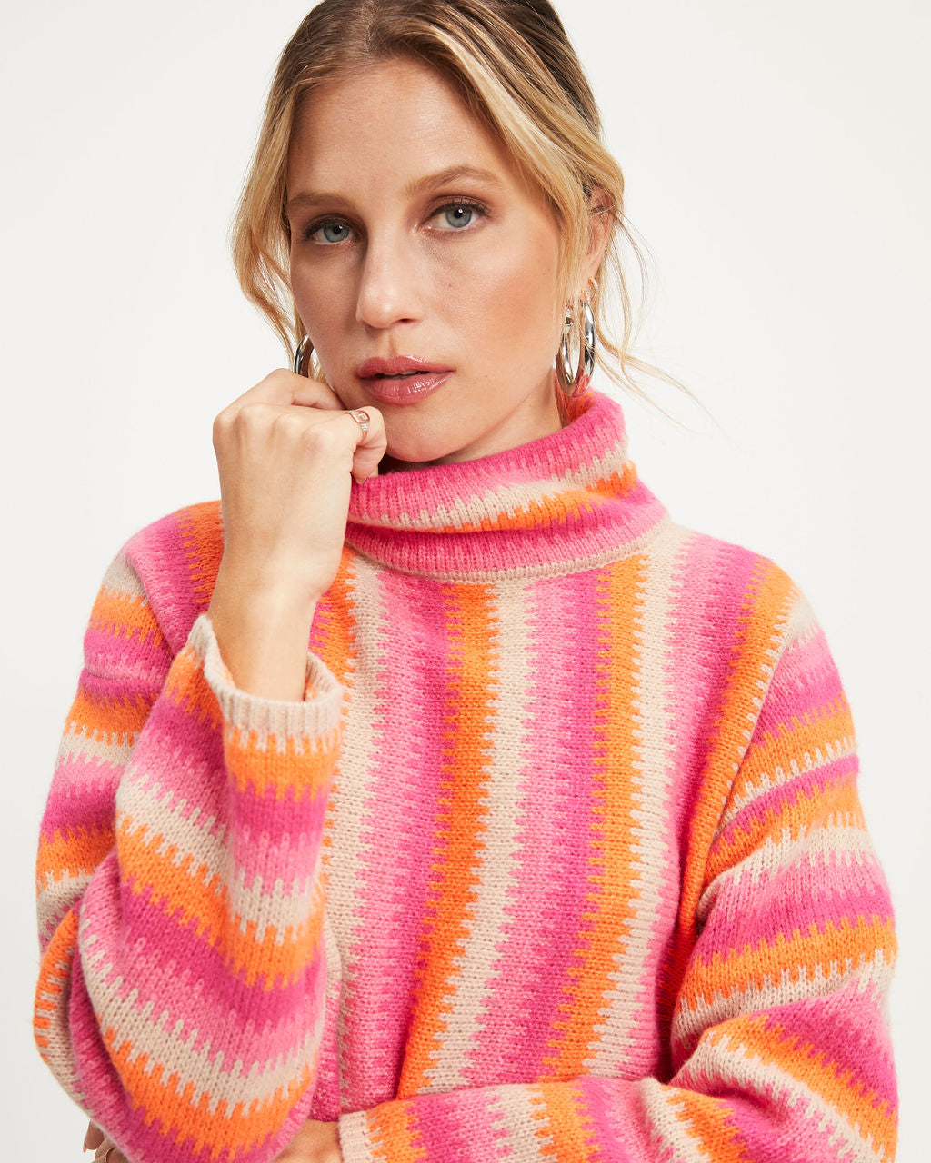 Joyful One Striped Knit Turtleneck Pullover Sweater - Se7enfashion