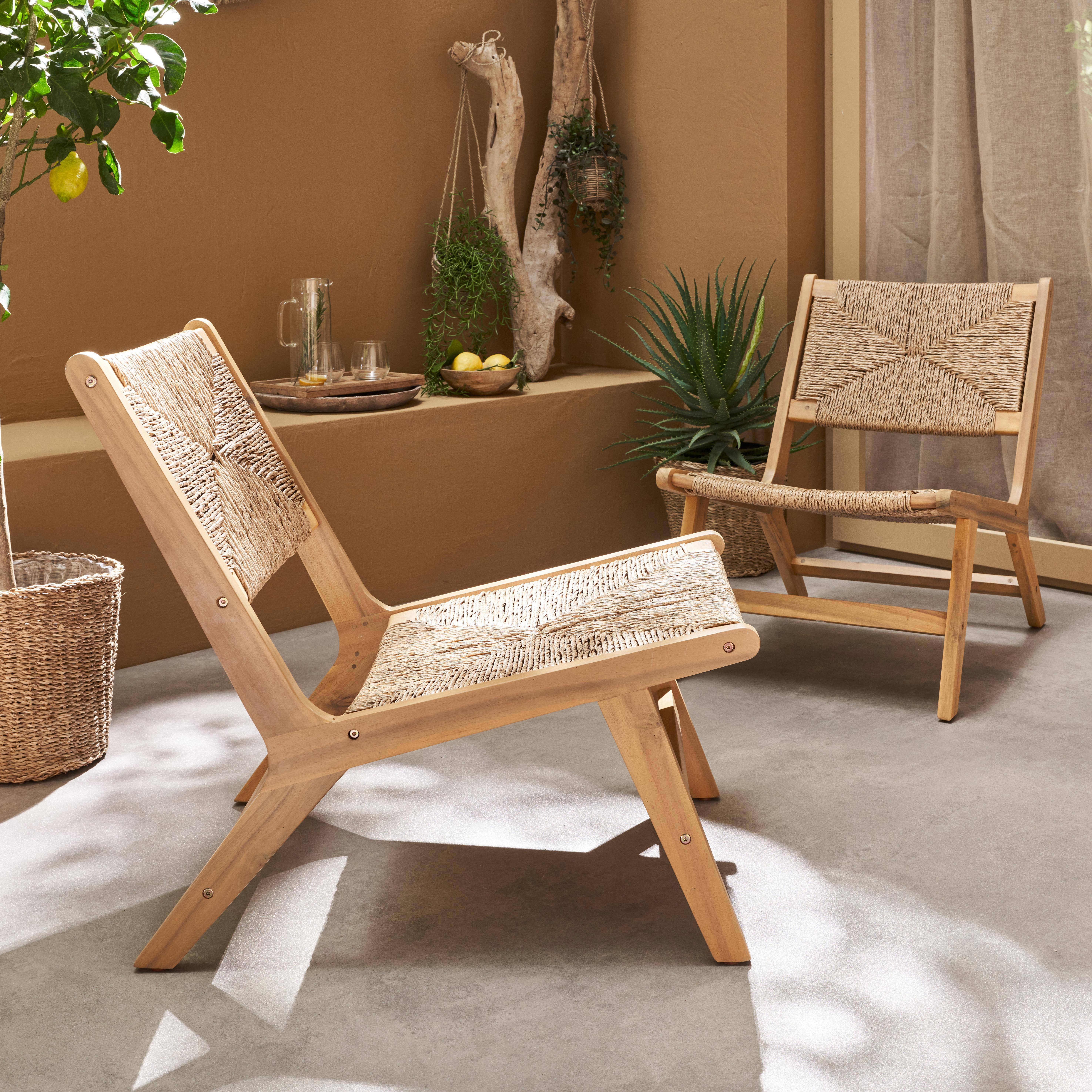 Loredo - Sillón de jardín de madera y resina, set de 2