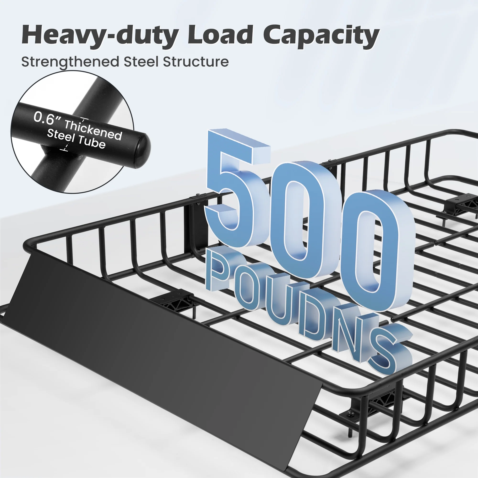 Naipo Roof Rack Cargo Basket,500 lb,64"x39"x6"Extendable Roof Luggage Holder Rack with 4 U-Bolts for SUV/RV,Camping - Image 4