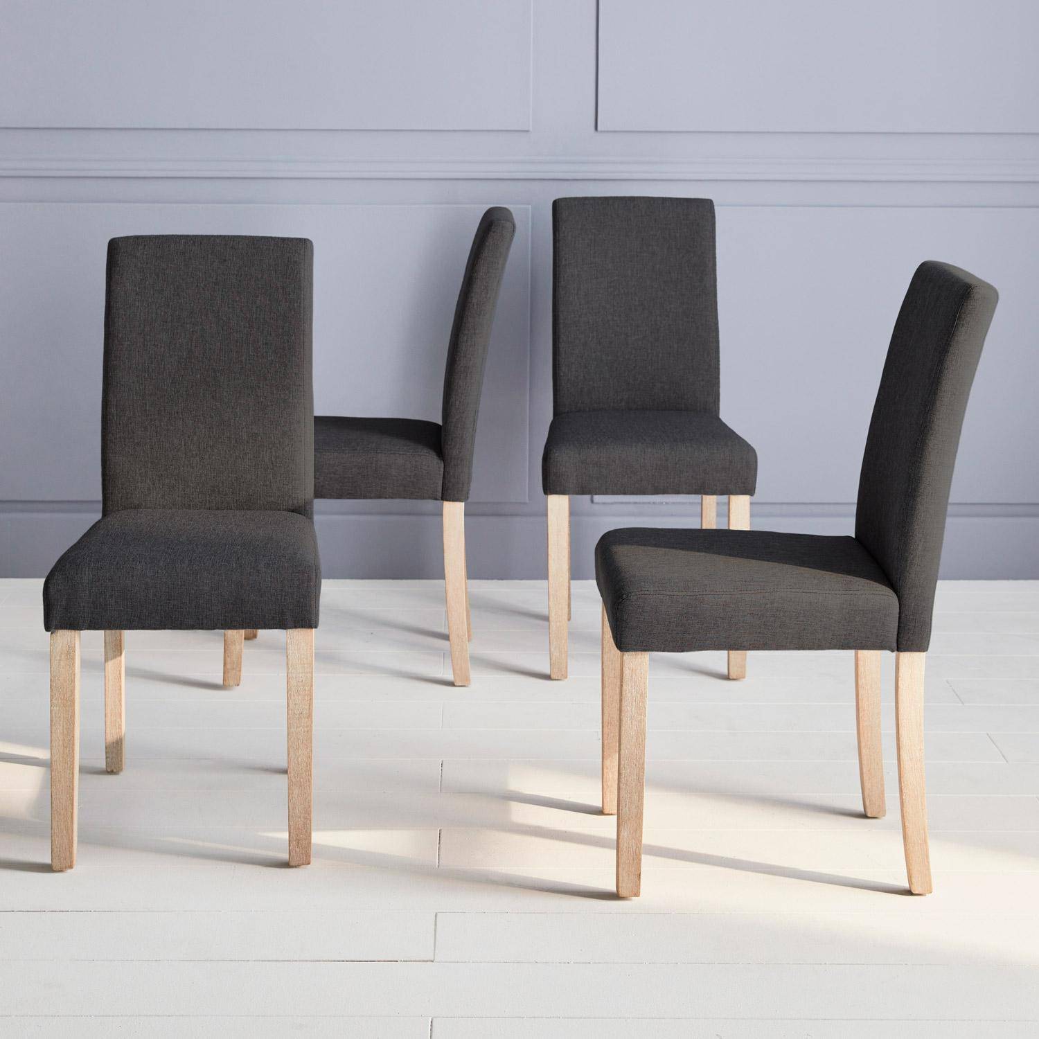 Rita - Silla de tela con patas de madera, set de 4