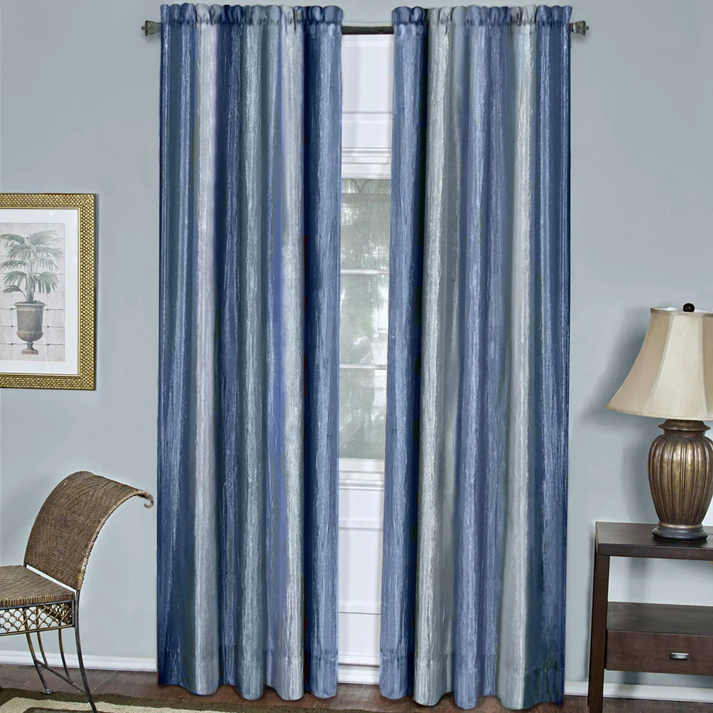 Designer Home Ombre Window Curtains, Modern Semi-Sheer Window Curtain Drape Shade Panels, Window Treatment for Livingroom, Bedroom and Kitchen, 50" x 63" Tie-Up Shade Blue - Image 2