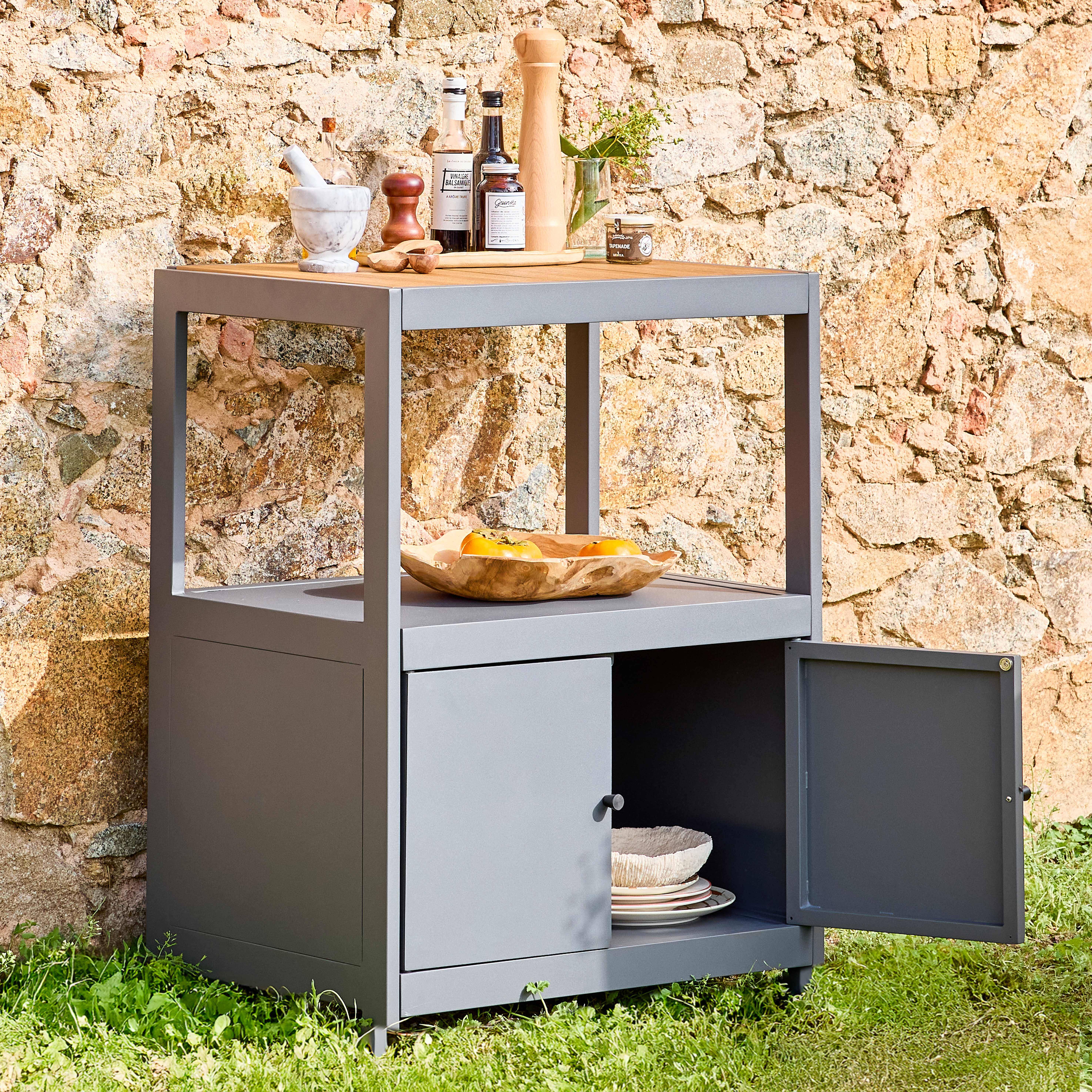 Albi - Cocina exterior de aluminio y polywood con 2 puertas