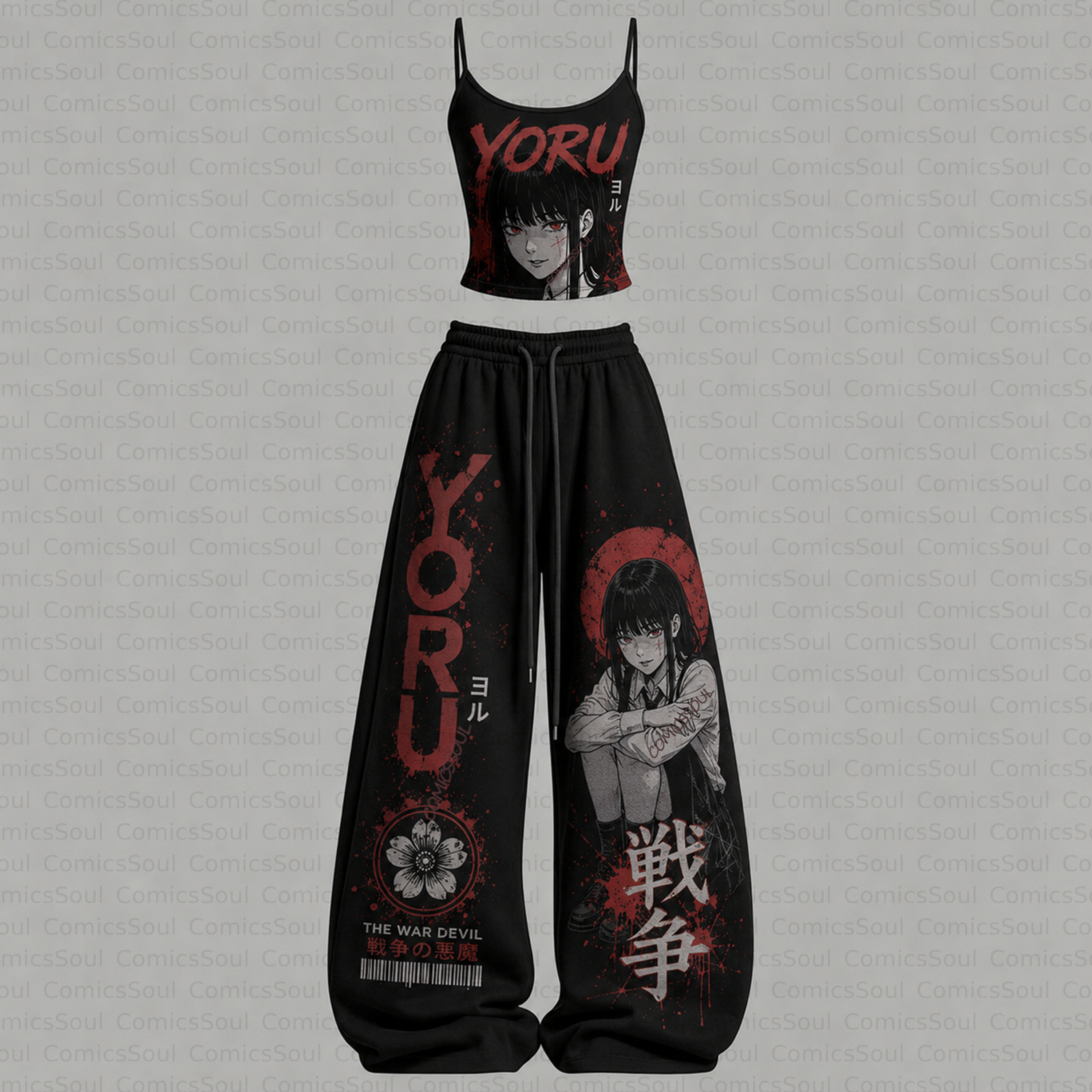 Chainsaw Man Top & Elasticated Trousers Two-Piece Set