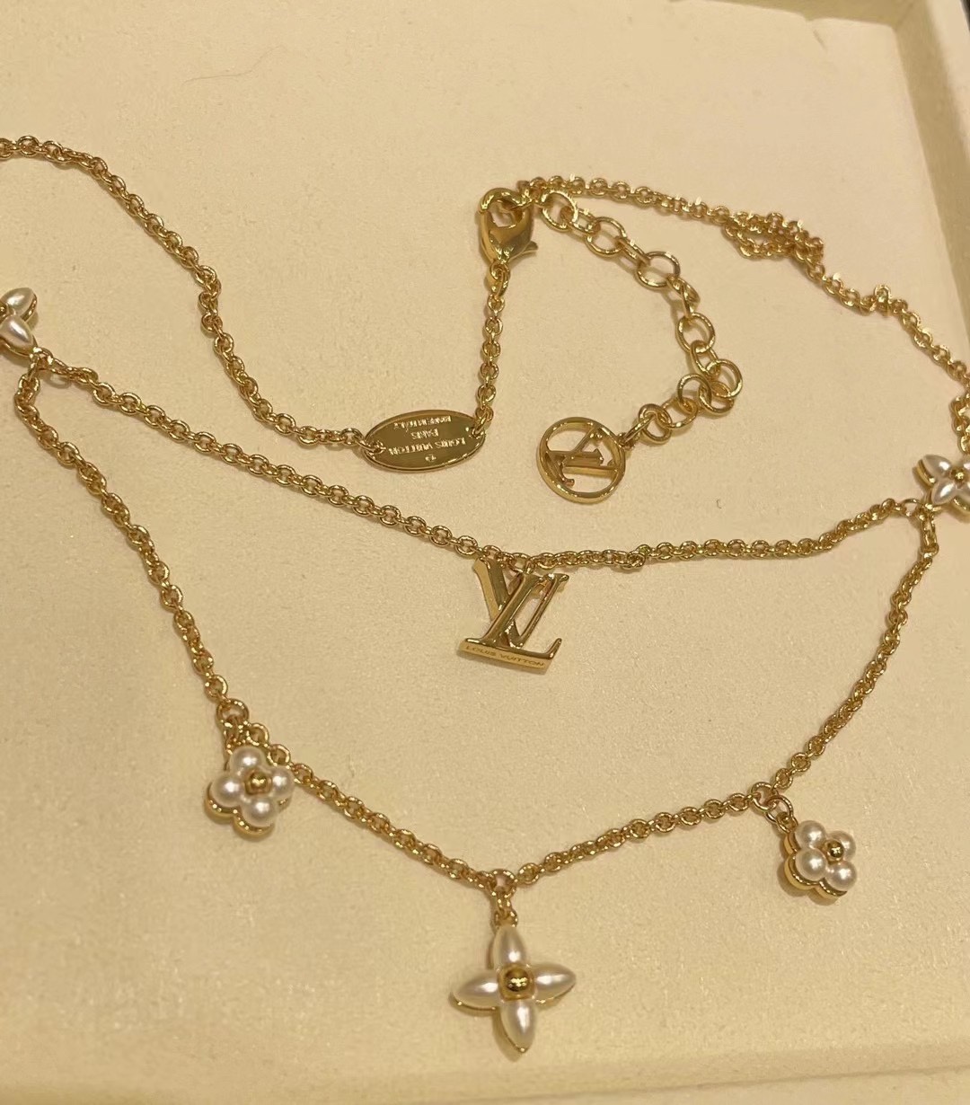 Louis Vuitton Layered Floragram Necklace - Original Replica Club