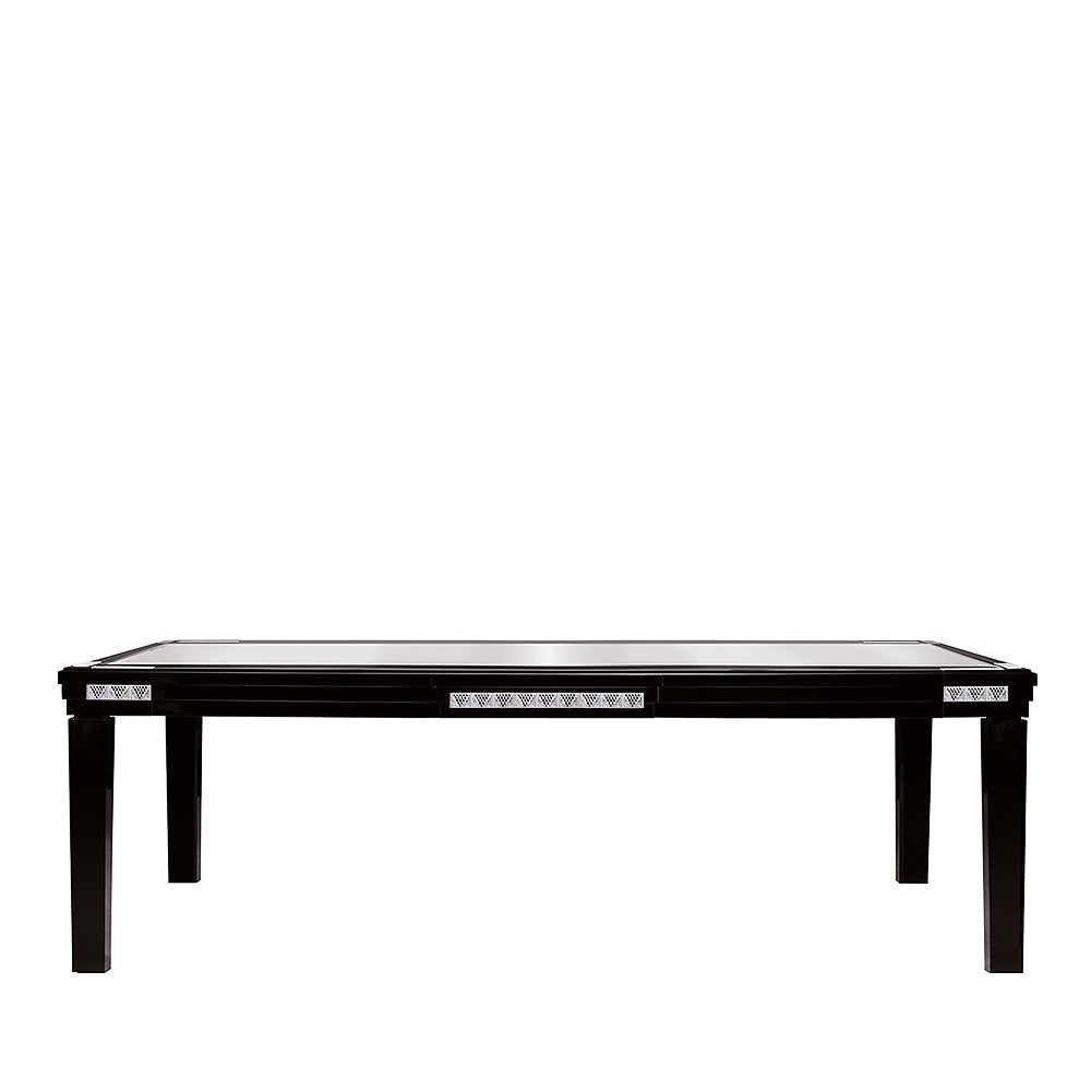 TABLE RECTANGULAIRE RAISINS - CRISTAL INCOLORE ET LAQUÉ NOIR, GRAND MODÈLE