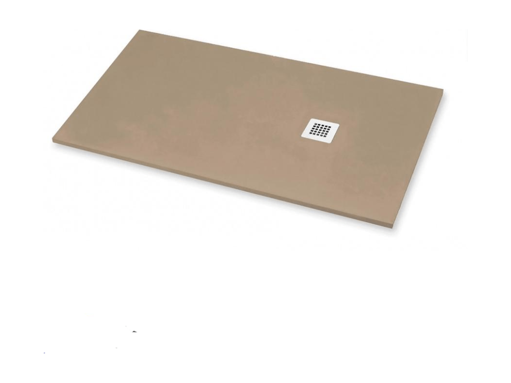 Plato de Ducha 100X135 cm Línea Vulcano Extraplano Beige Ral 1019 En Resina Sintética y Polvo de Mármol Con Desagüe Libre