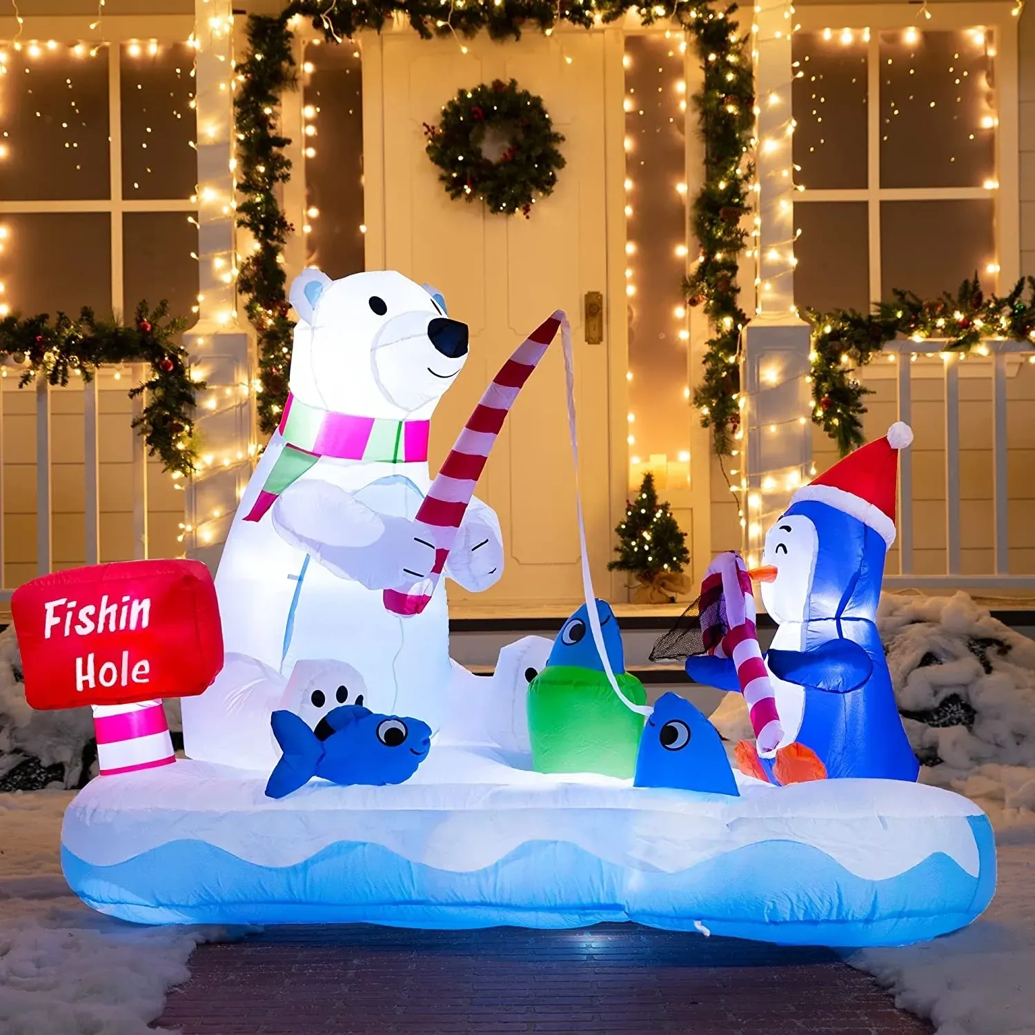 WAYFAIR 6Ft Long Inflatable Fishing Hole Sign With Polar Bear Fishing