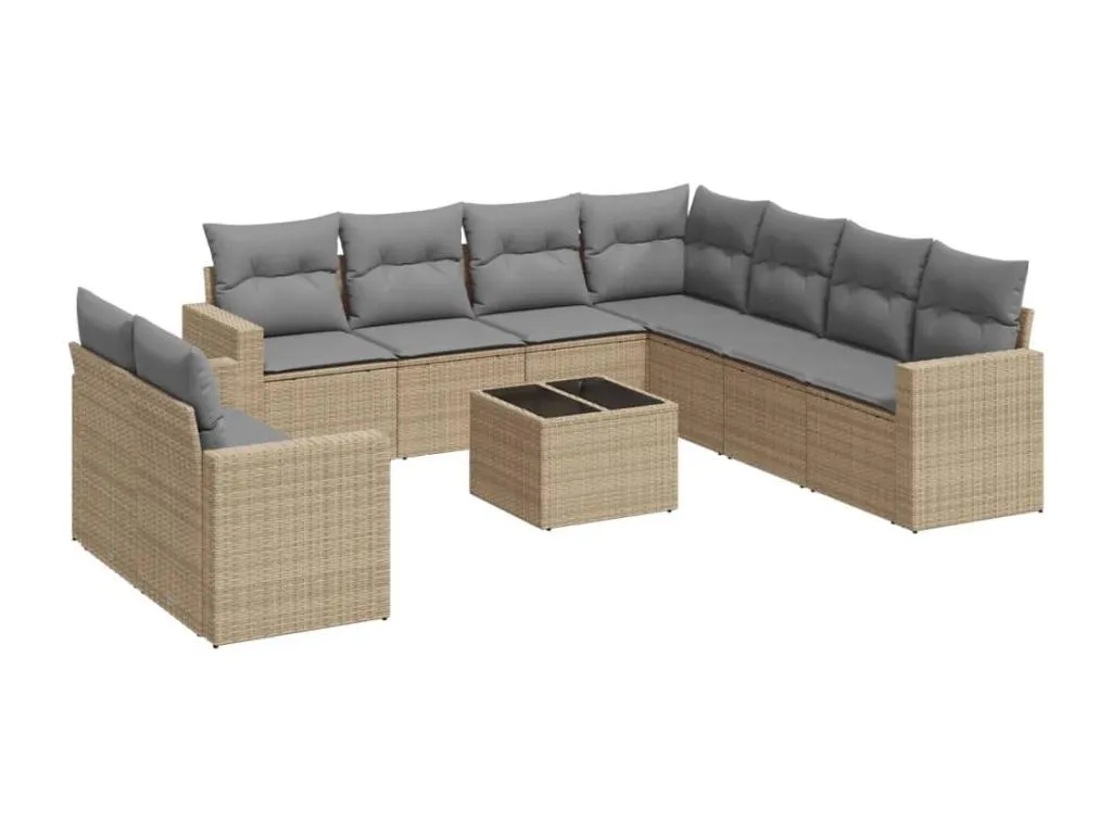 Juego de sofás jardín con cojines 6 pzas ratán sintético beige 16987rwod