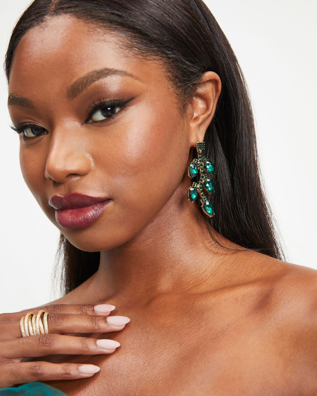 Lexa Crystal Drop Earrings - Emerald - Se7enfashion