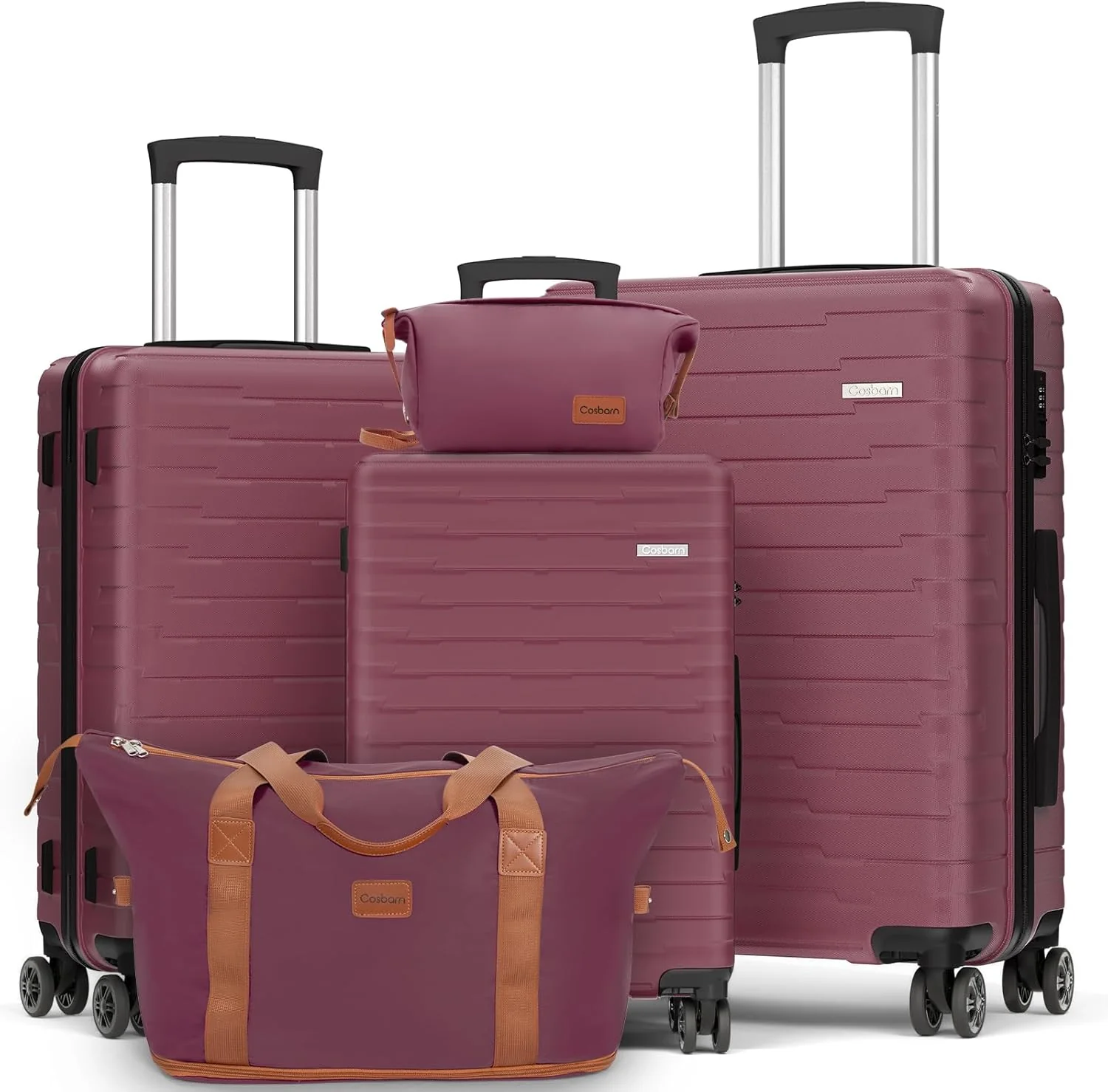 5-piece luggage set with wheels, ABS hardshell suitcase with spinner wheels