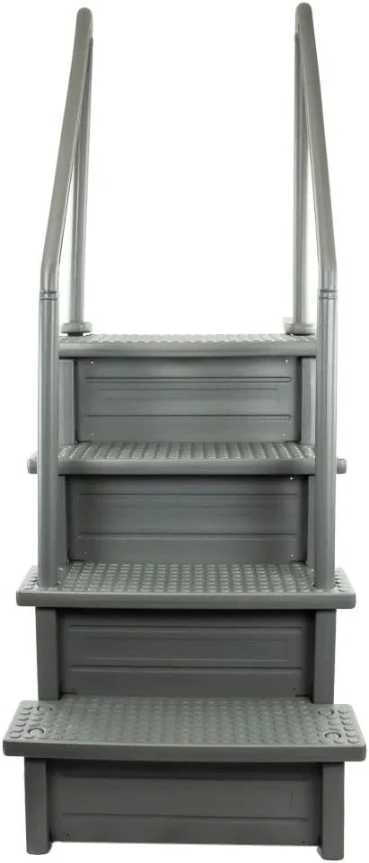 Select Anti-Slip in-Pool Steps | Gray | for Above Ground Swimming Pools | Can Mount to Decks 48" to 54" H | Safety Stairs Capacity Up to 300 lbs