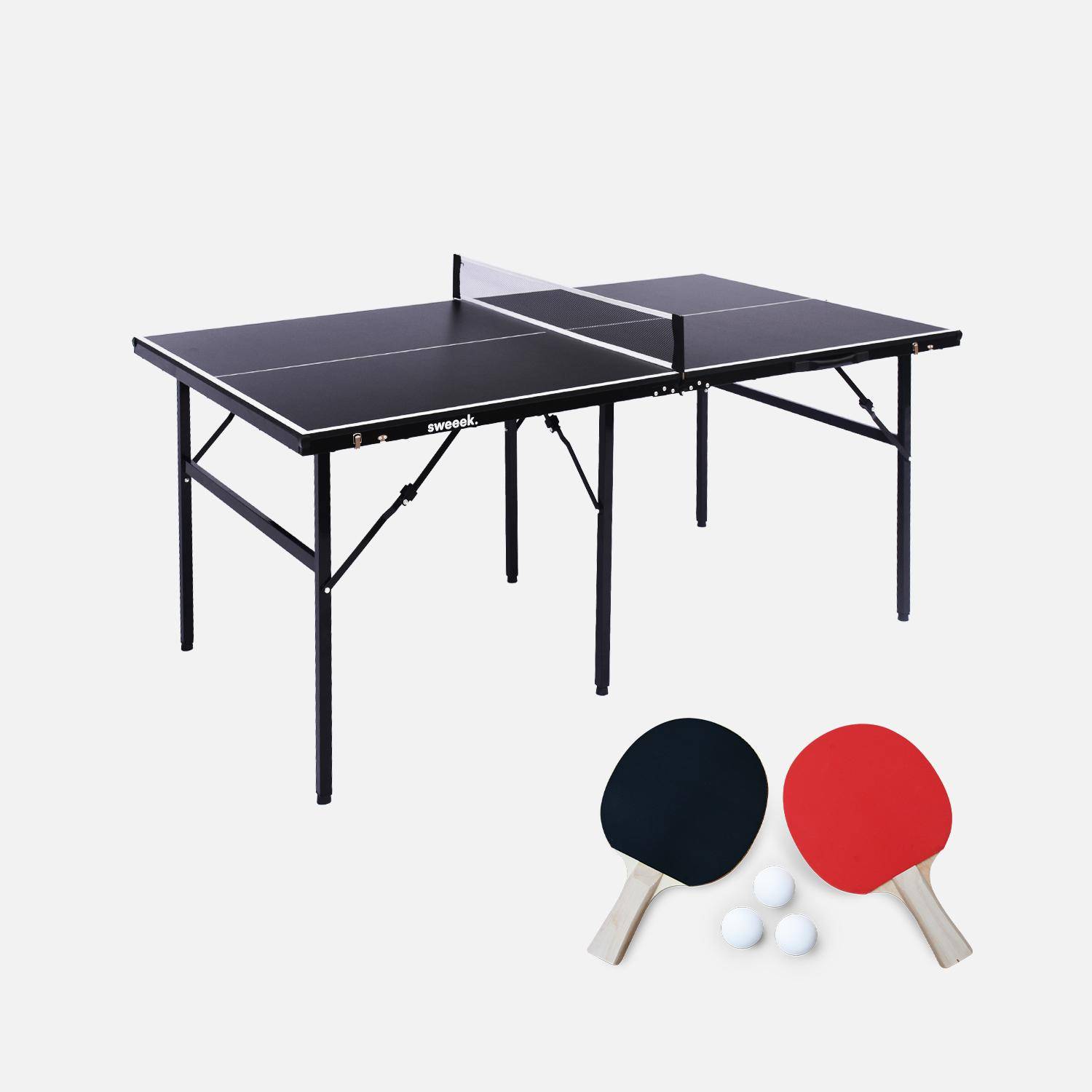 Mesa de ping pong interior - Mesa de ping pong plegable para exterior con 2 raquetas y 3 pelotas, 180cm