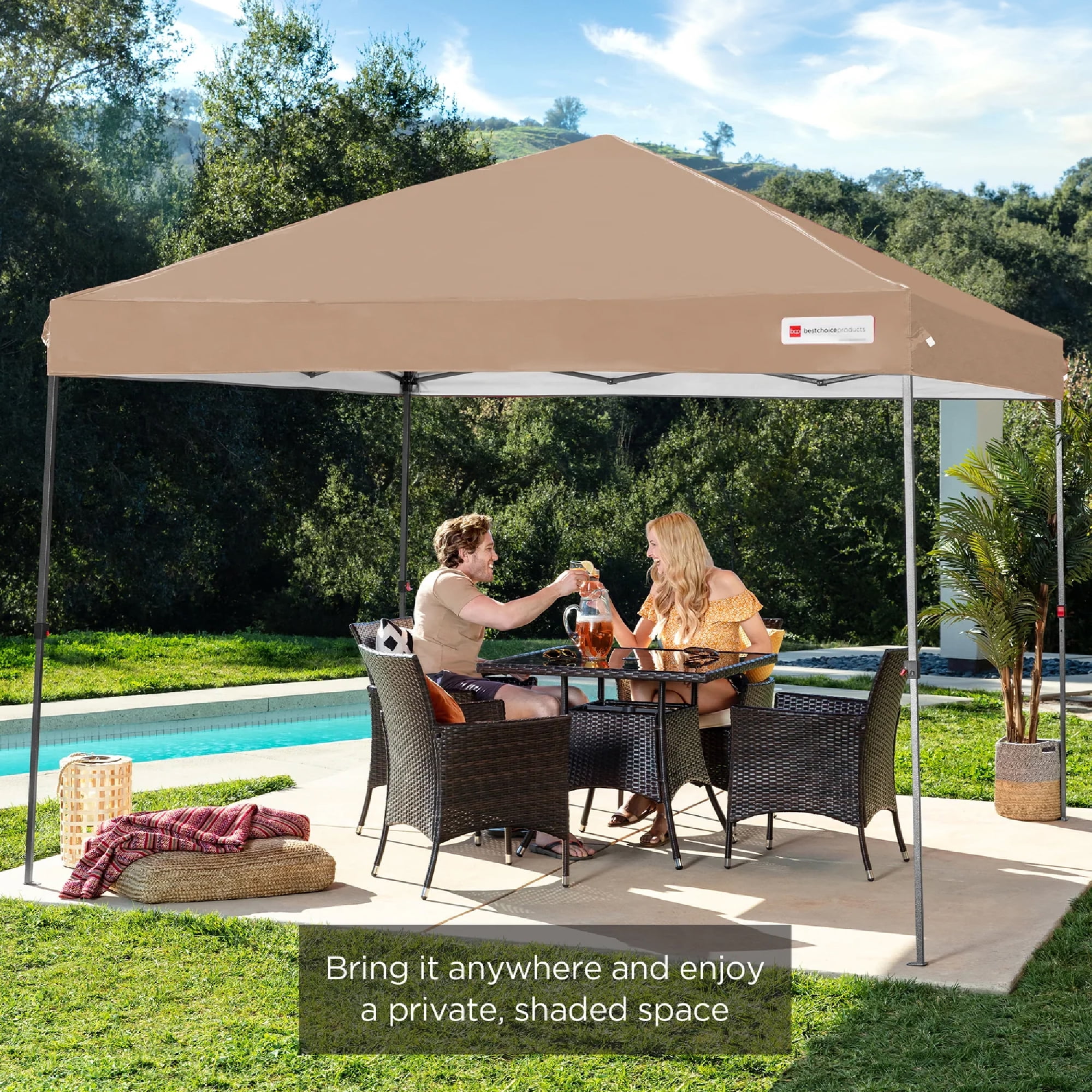 Best Choice Products 10x10ft Easy Setup Pop Up Canopy w/ 1-Button Setup, Wheeled Case, 4 Weight Bags - White - Image 233
