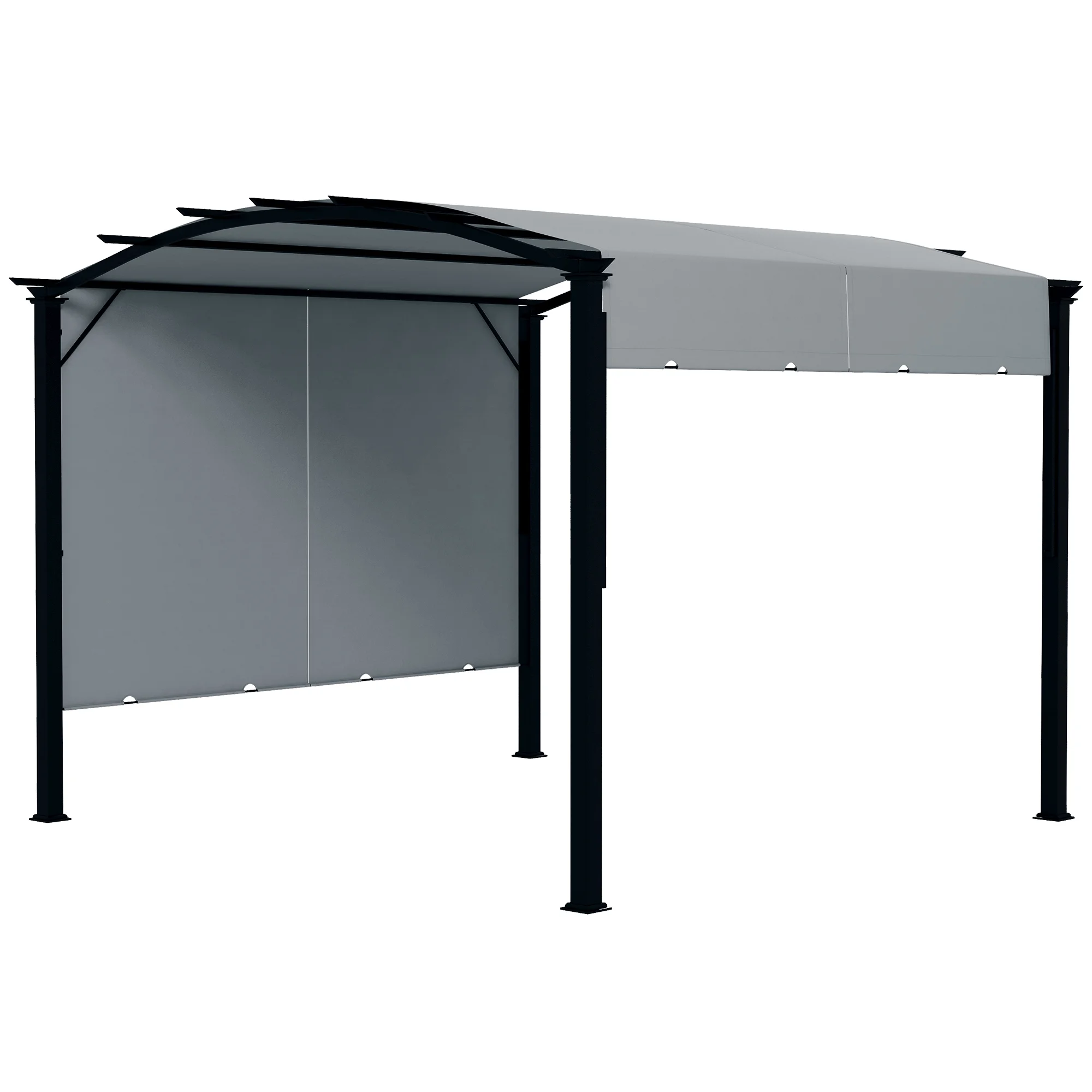 Outsunny 11' x 11' Outdoor Retractable Pergola Canopy, Sun Shade Canopy Patio Metal Shelter for Garden Porch Beach, Beige - Image 11