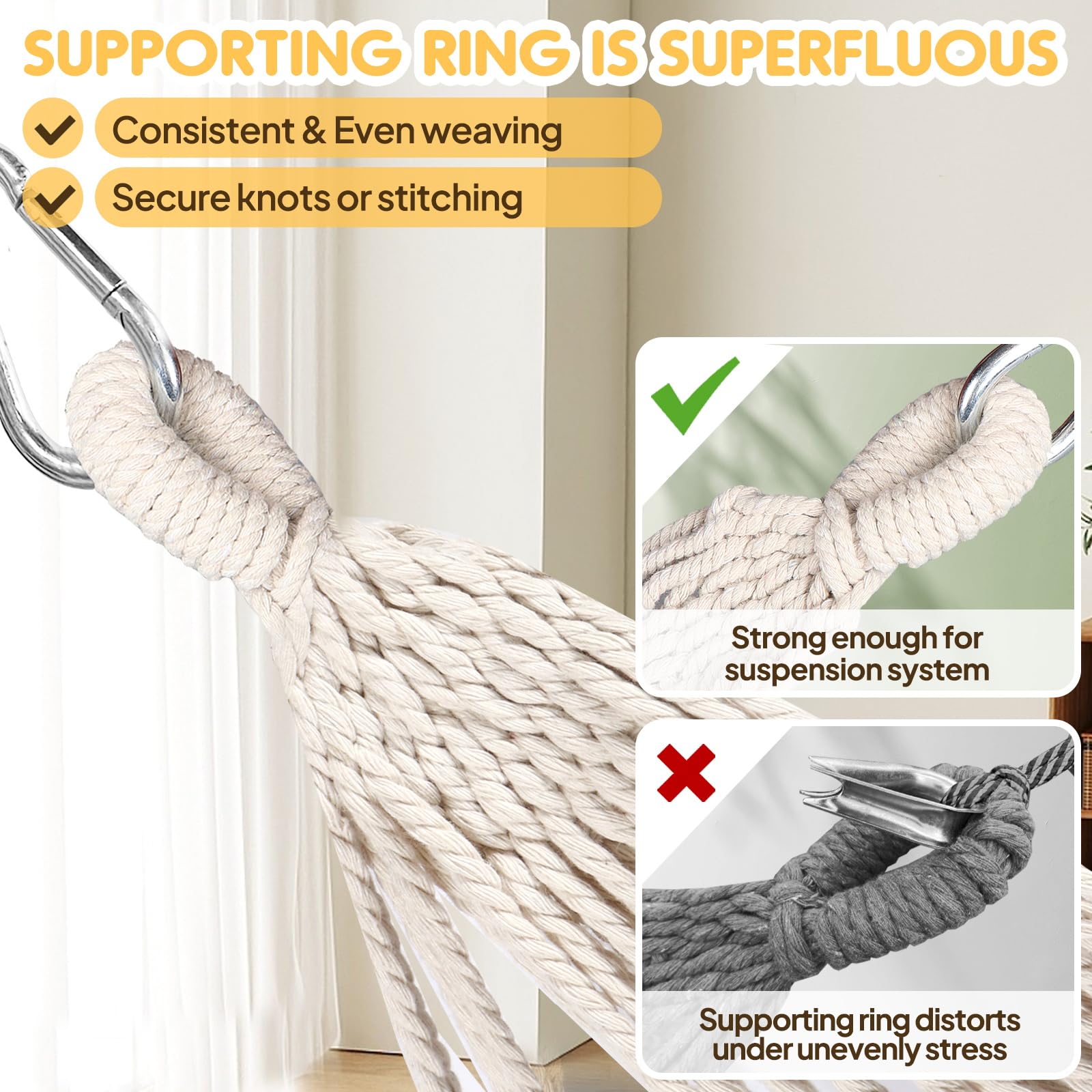 Double Size Quick Setup Camping Hammock, 2-Person Portable Outdoor Hammock with Comfortable Fabric, Great for Garden & Camping