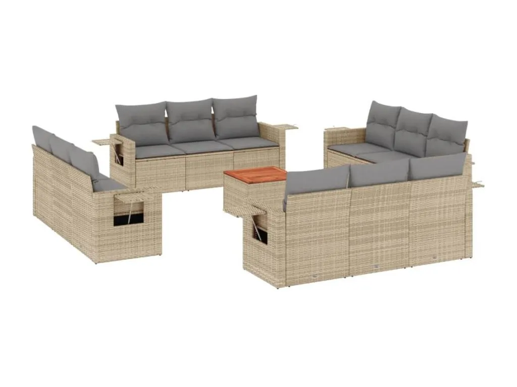 Set de sofás de jardín 12 piezas cojines ratán sintético negro jnro90818