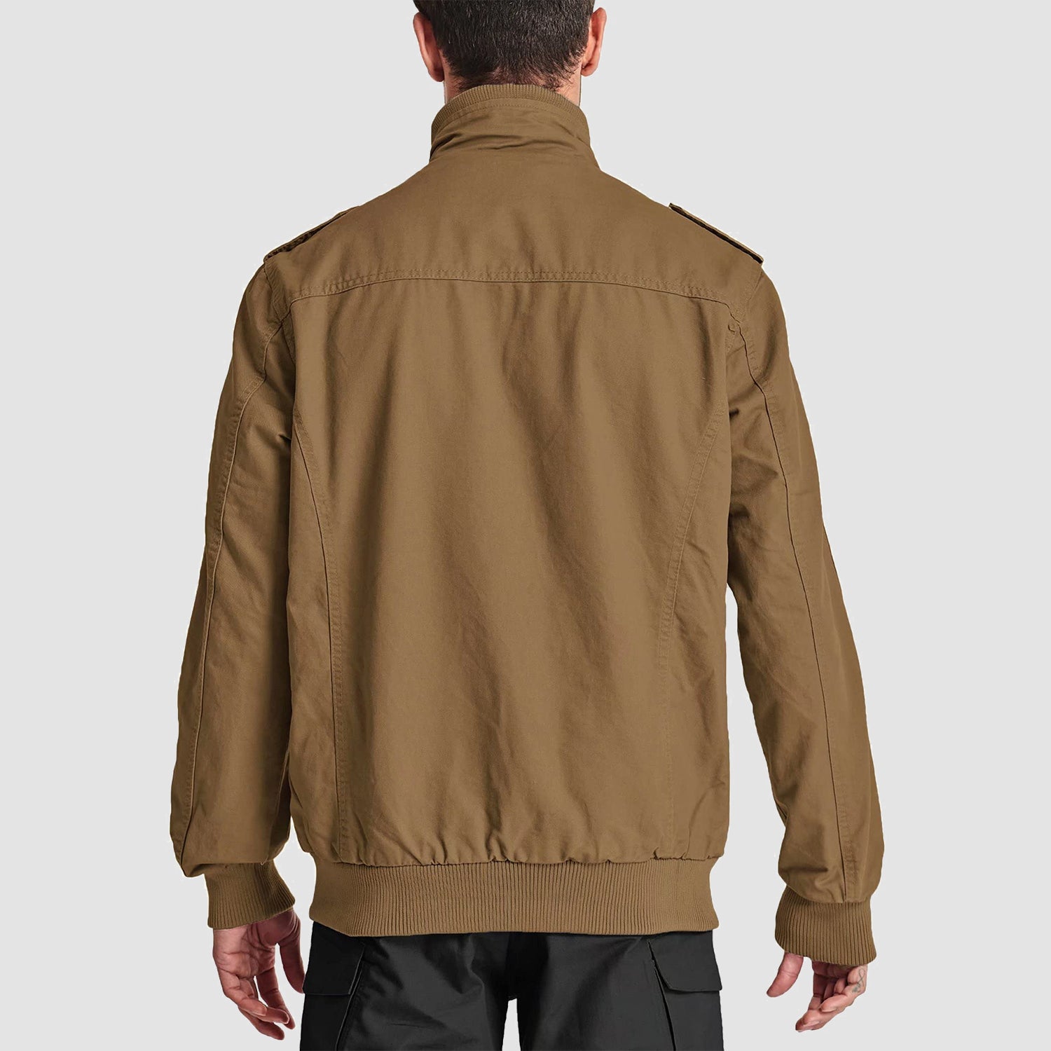 Men's Casual Jacket Lightweight Tactical Cargo Jackets Stand Collar Combat Jacket