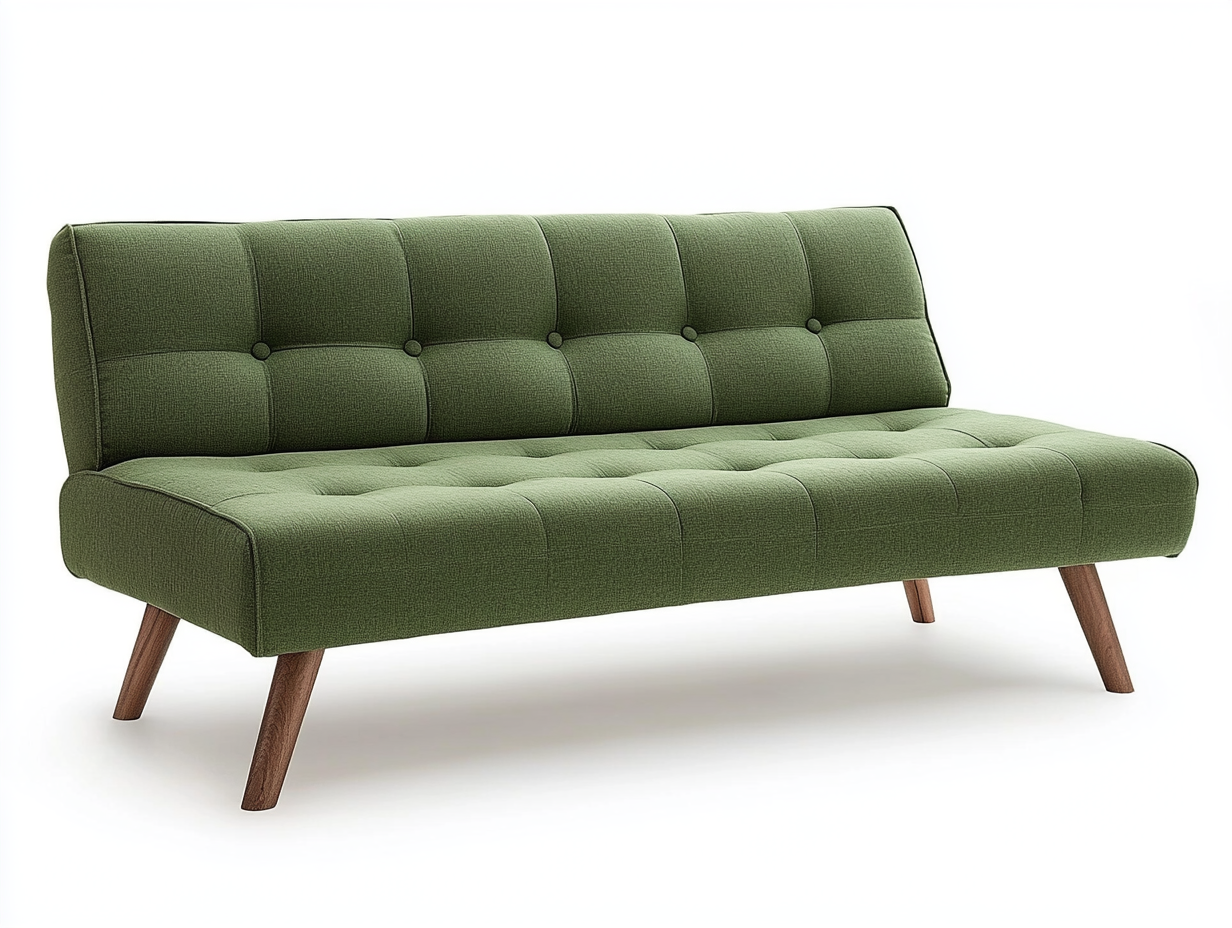Sofá de tela verde moderno tipo futón para sala de estar