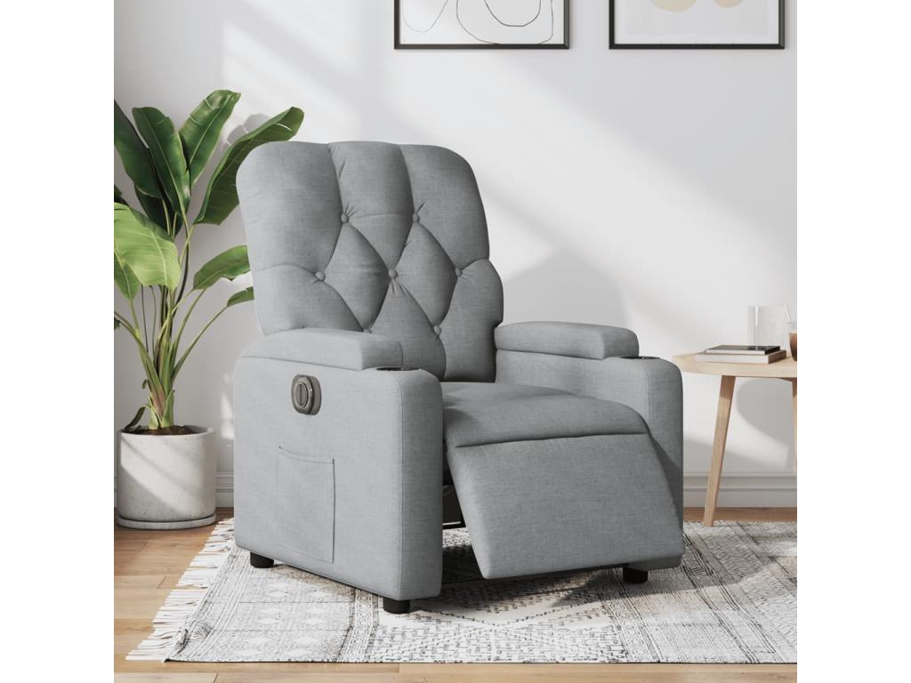 Sillón reclinable eléctrico tela gris claro
