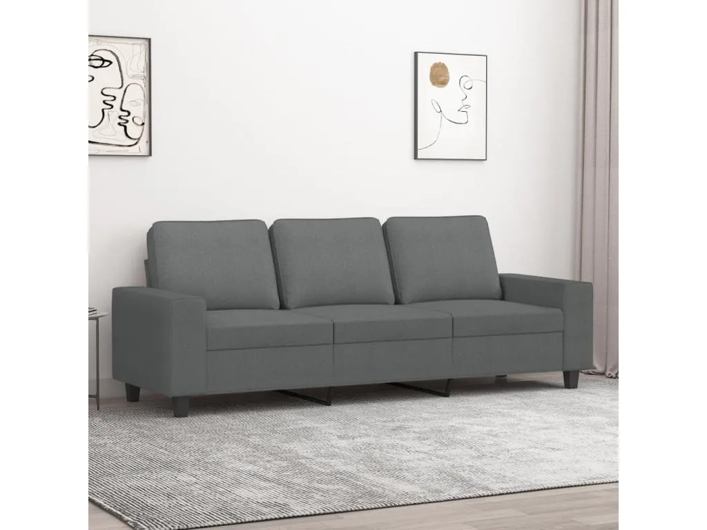 Sofá de 3 plazas de tela gris oscuro 180 cm 78587pwds