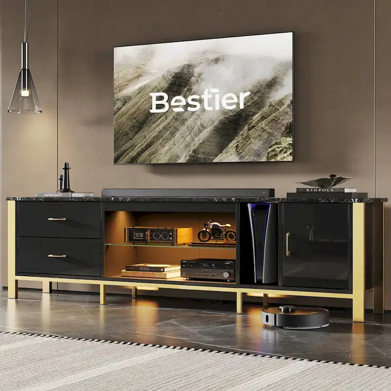 Contemporary 80-Inch TV Stand for 75/80/85 Inch TVs with 2 Drawers