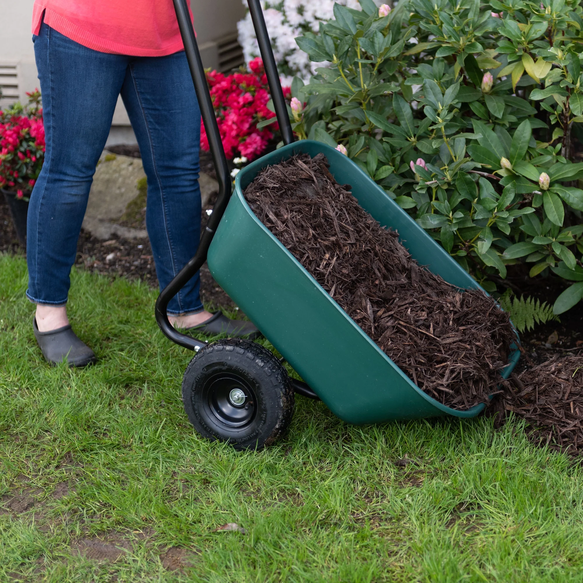 Garden Star Dual-Wheel, Poly Tray Garden Barrow Wheelbarrow - Image 3