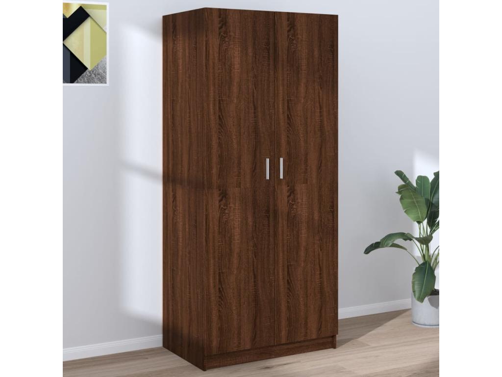 Armario Roble marrón 80x52x180 cm Madera contrachapada
