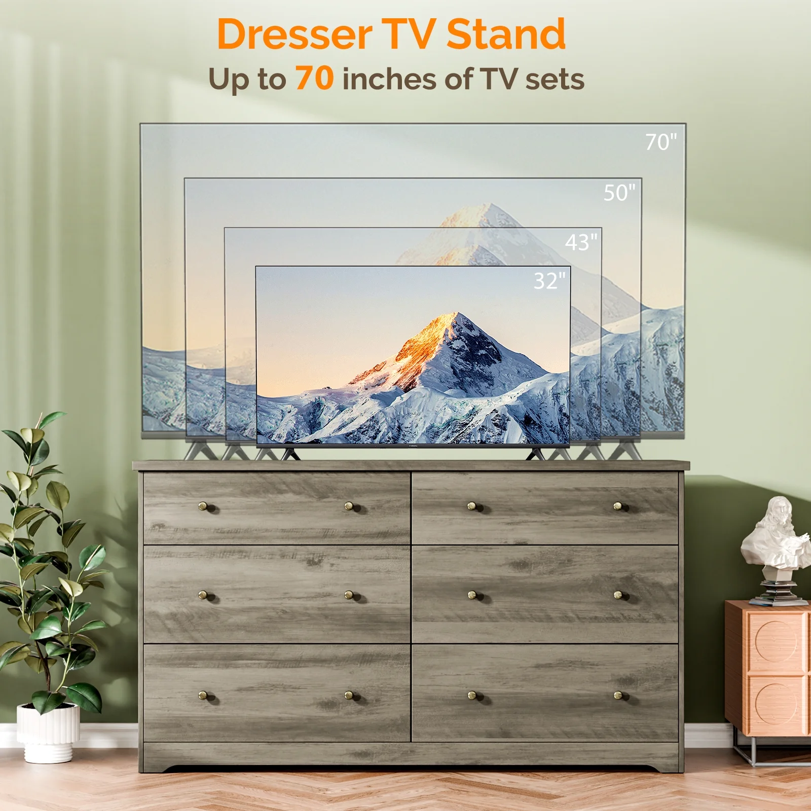 Ktaxon 6 Drawer Double Dresser Wood Dresser Storage Cabinet Drawer Organizer Chest Of Drawers, White - Image 39