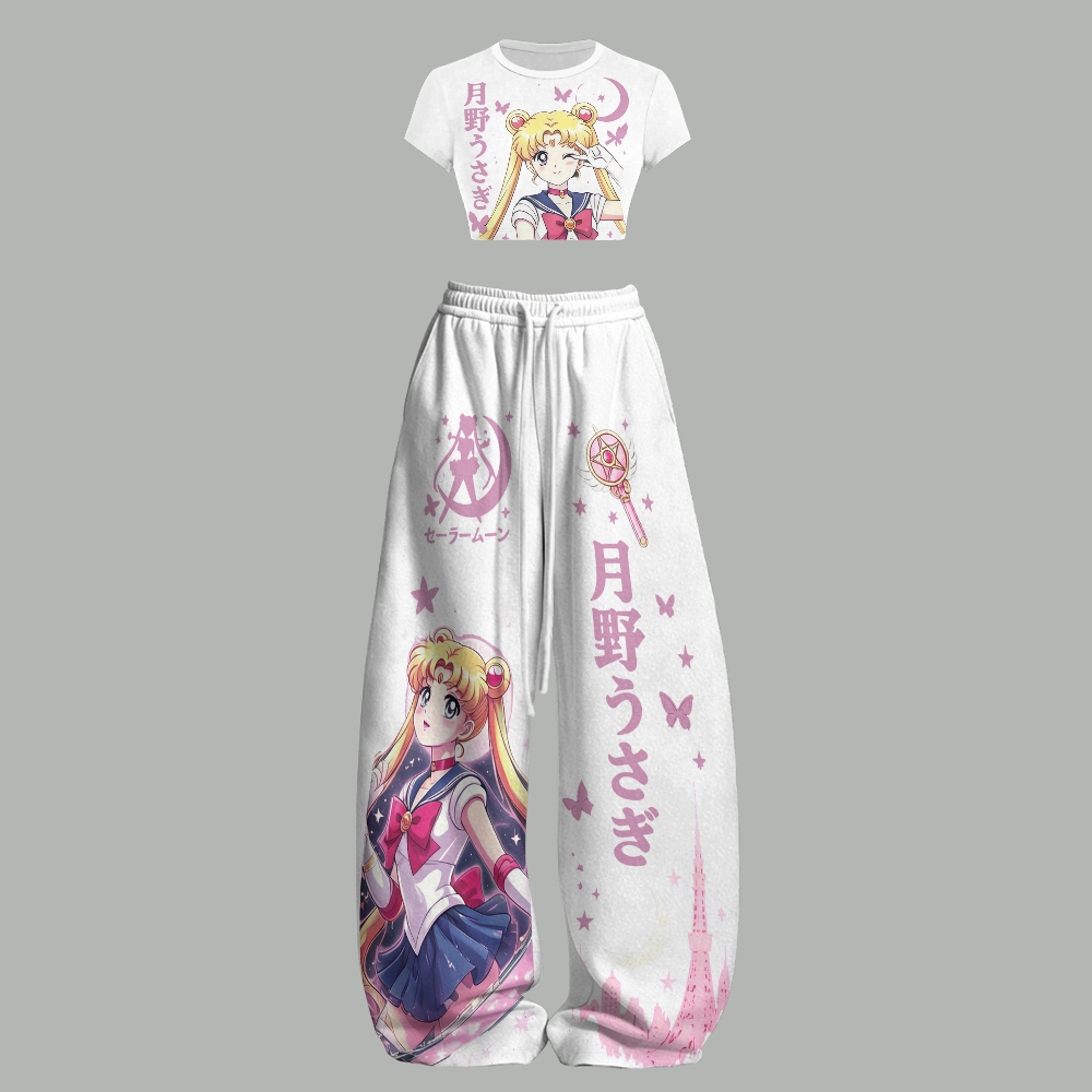 Sailor Moon Women T-Shirt  & Elasticated Trousers Two-Piece Set