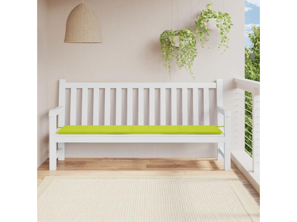 Cojín de banco de jardín tela Oxford verde claro 200x50x3 cm