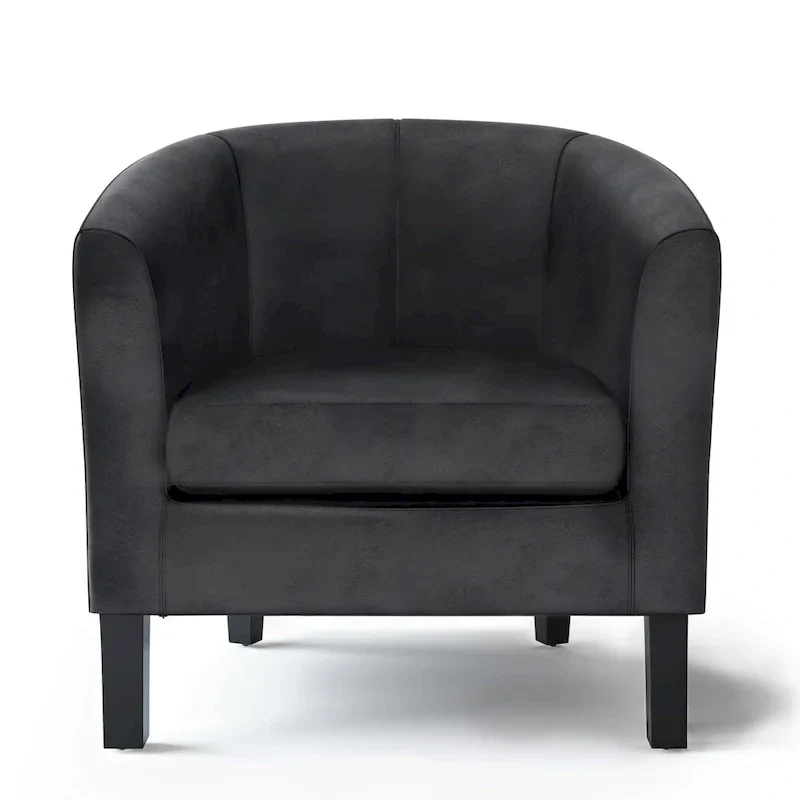 Modern Tub Accent Chair with Upholstered Seat and Wooden Legs