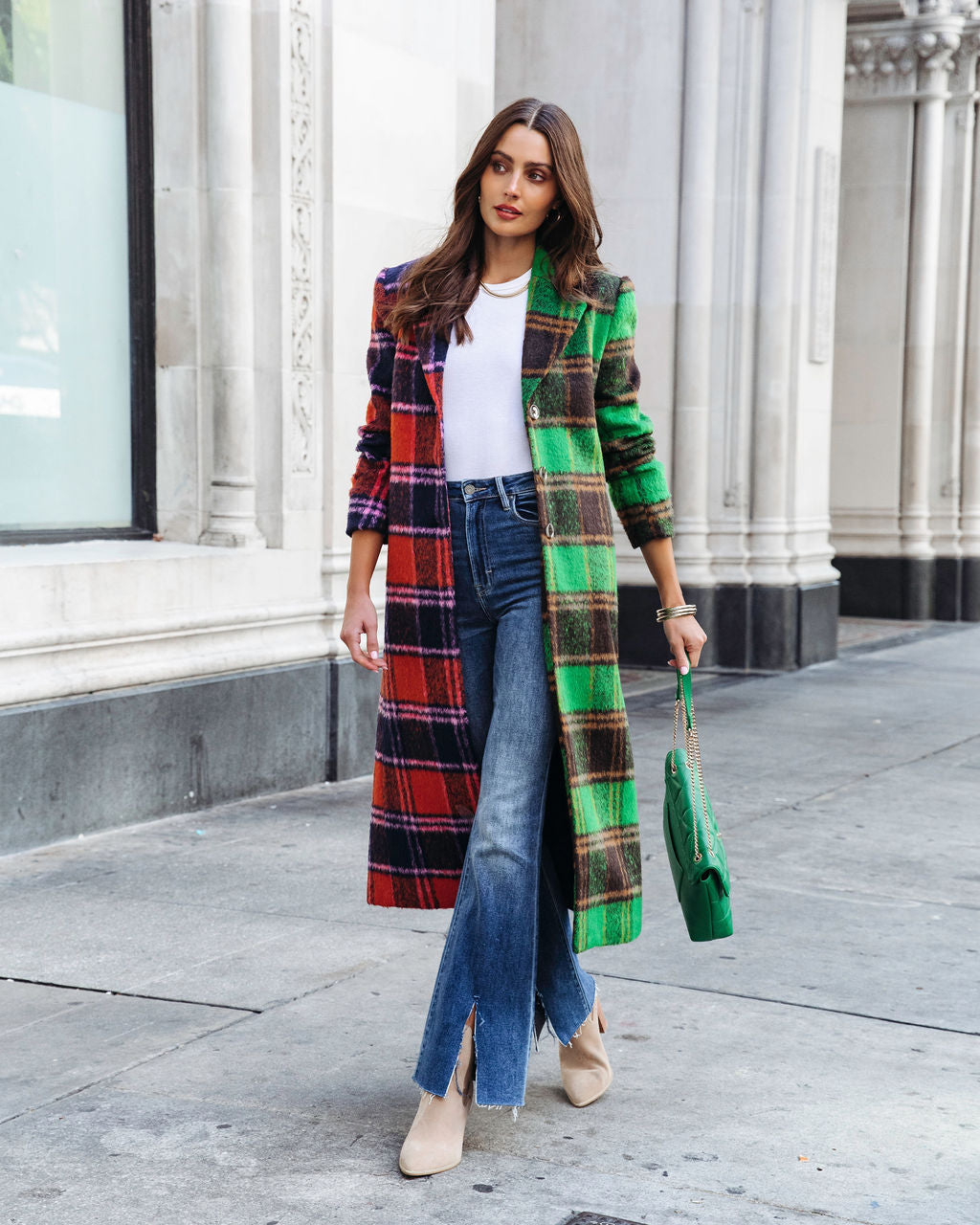 Different Pathways Pocketed Plaid Coat - Se7enfashion
