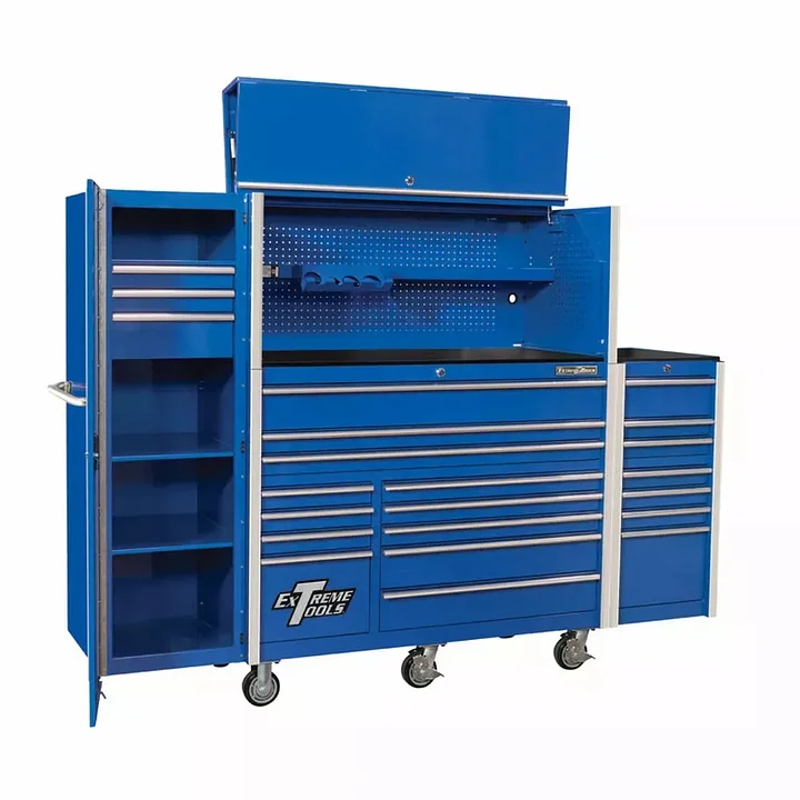 WAYFAIR EXTREME TOOLS RX SERIES 55 12-DRAWER ROLLER WITH HUTCH AND SIDE BOXES