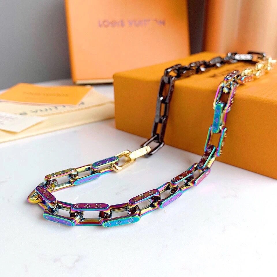 Louis Vuitton Mixed Color Cuban Chain Mens Necklace - Original Replica Club
