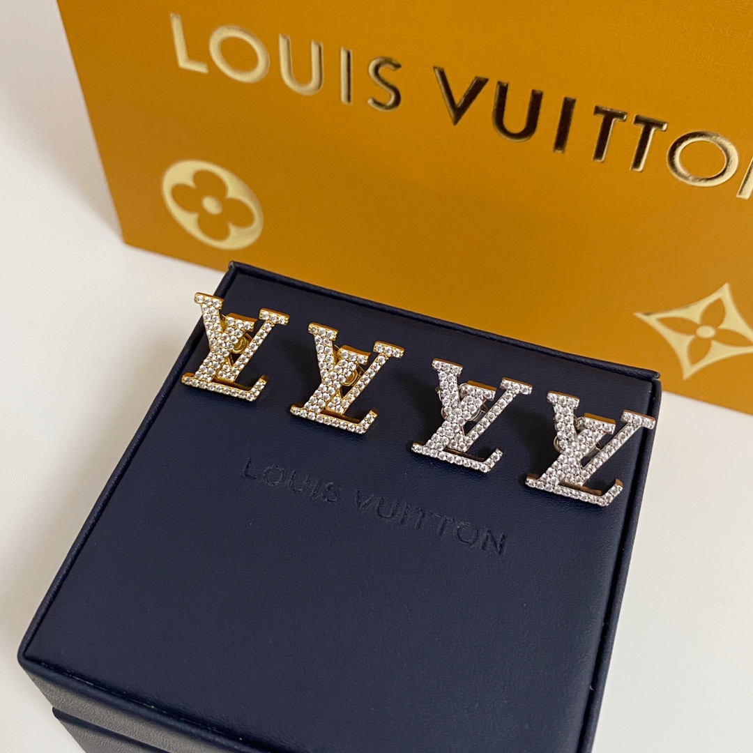 Louis Vuitton Diamond Paved LV Monogram Stud Earrings - Original Replica Club