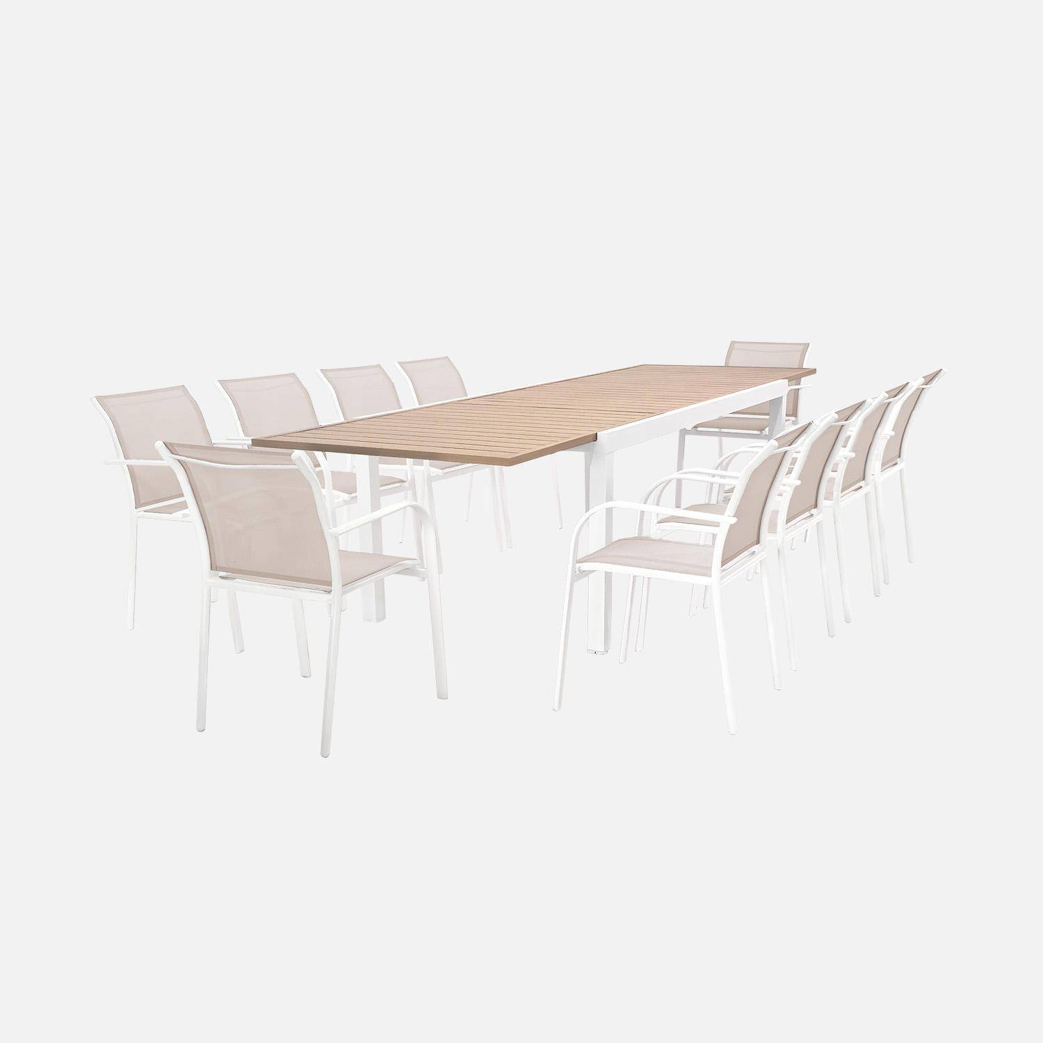 Elora + Amara - Conjunto mesa de jardín extensible de aluminio con 10 sillas