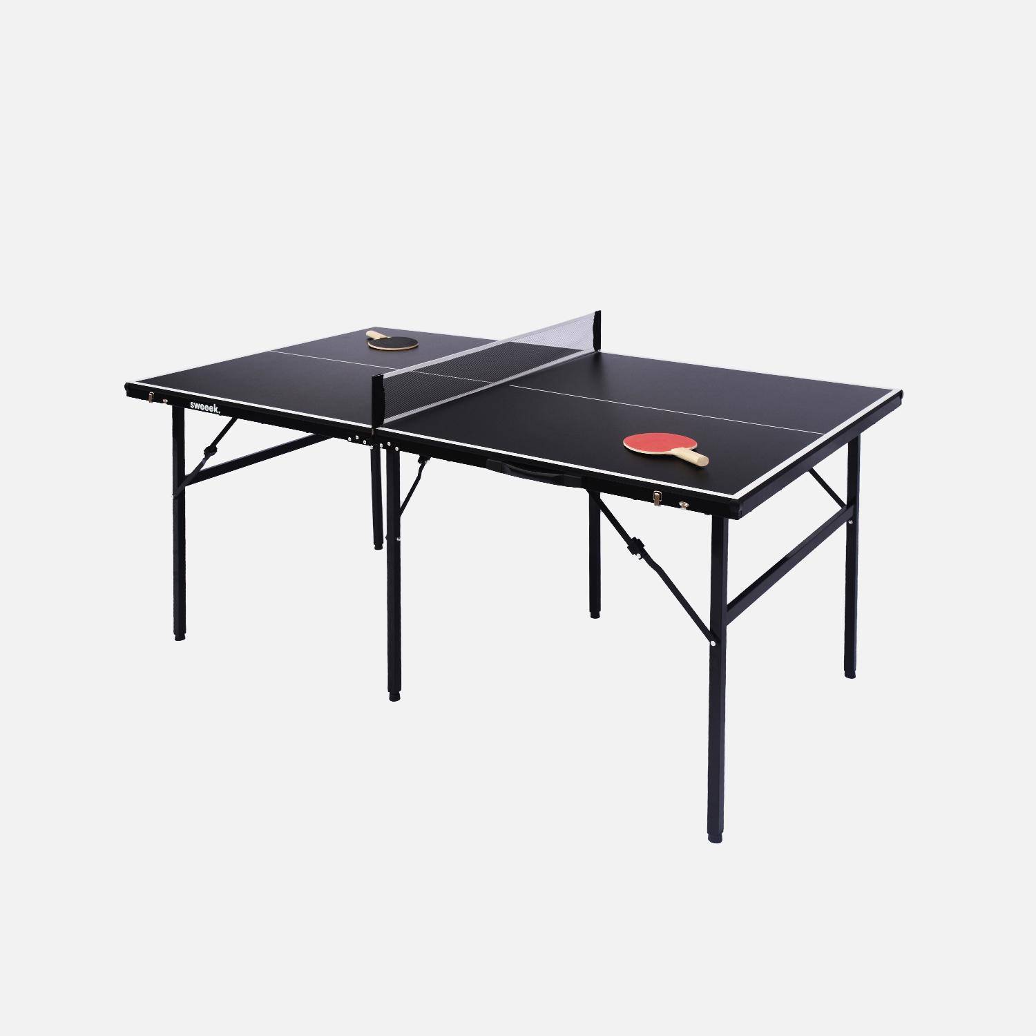 Mesa de ping pong interior - Mesa de ping pong plegable para exterior con 2 raquetas y 3 pelotas, 180cm
