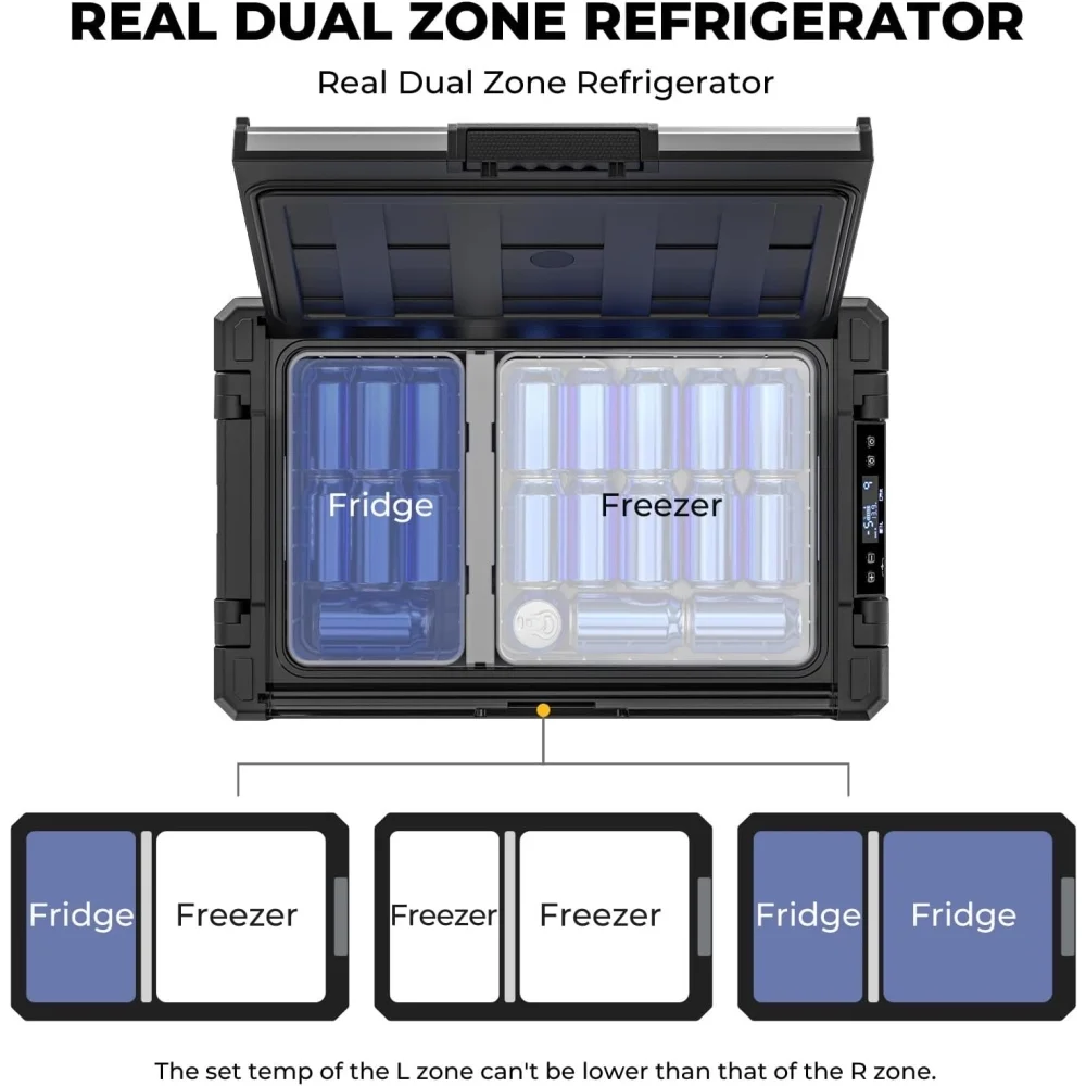 BougeRV Rocky 12 Volt Car Refrigerator, 81QT Dual Zone Car Fridge Freezer with Metal Casing, APP Control Compressor Cooler 12/24V DC, 110~240V AC for RV Truck Vehicle Outdoor Travel Camping Trip - Image 9